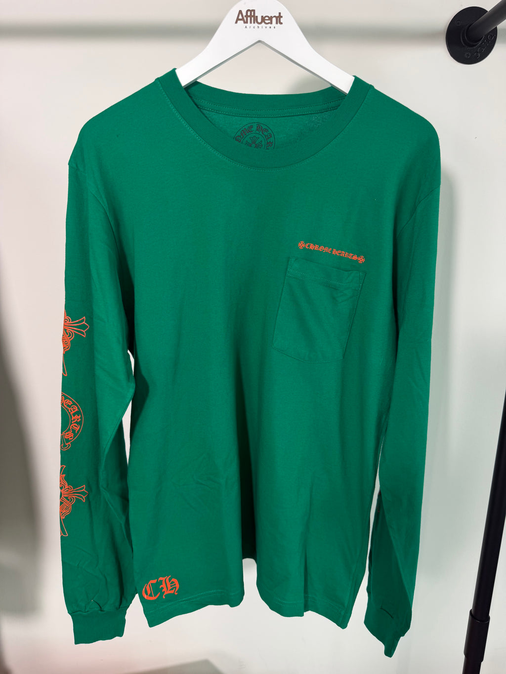 CHROME HEARTS GREEN LONG SLEEVED T SHIRT - LARGE | PRE OWNED