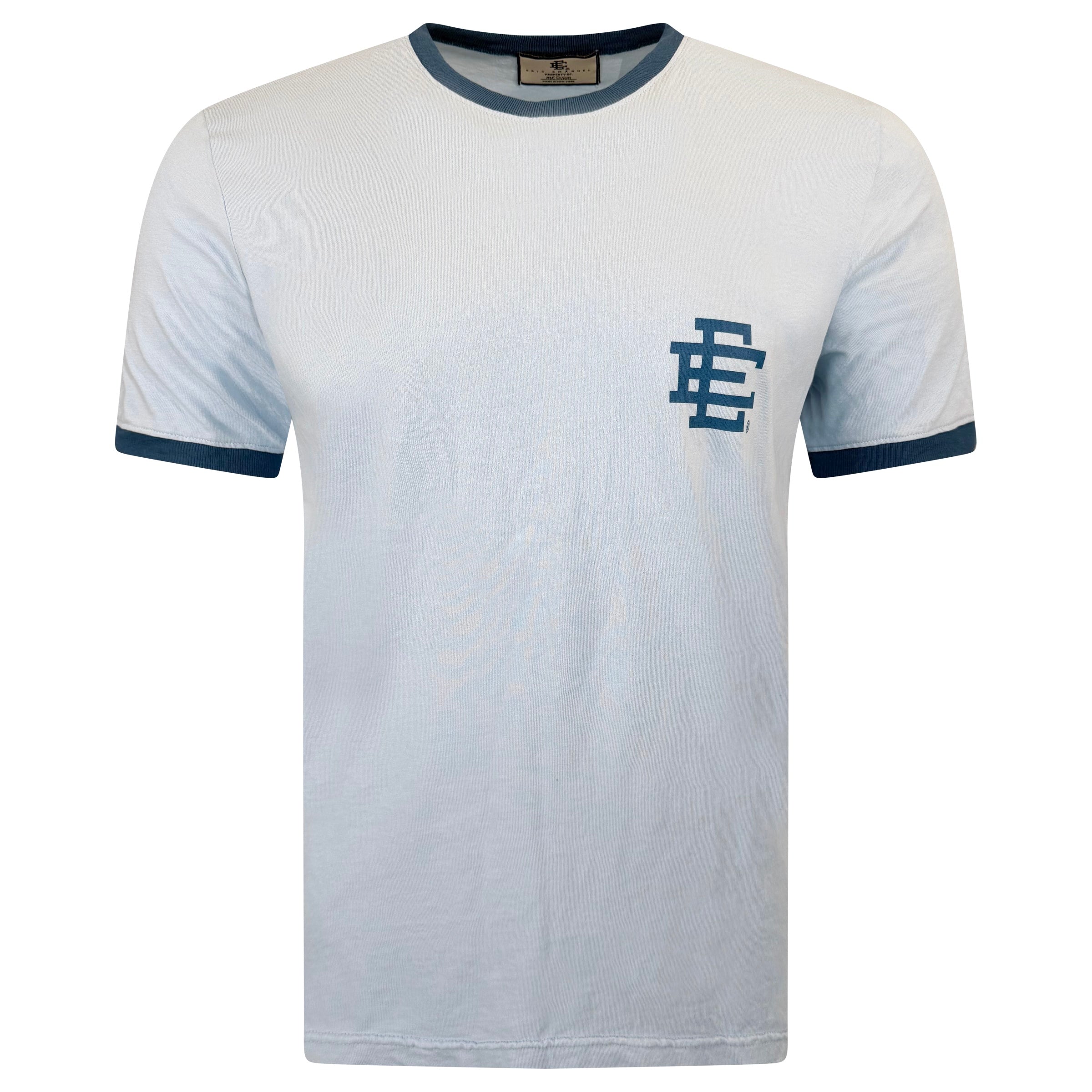 ERIC EMANUEL LIGHT BLUE LOGO T SHIRT - MEDIUM (Fits Large) | PRE OWNED