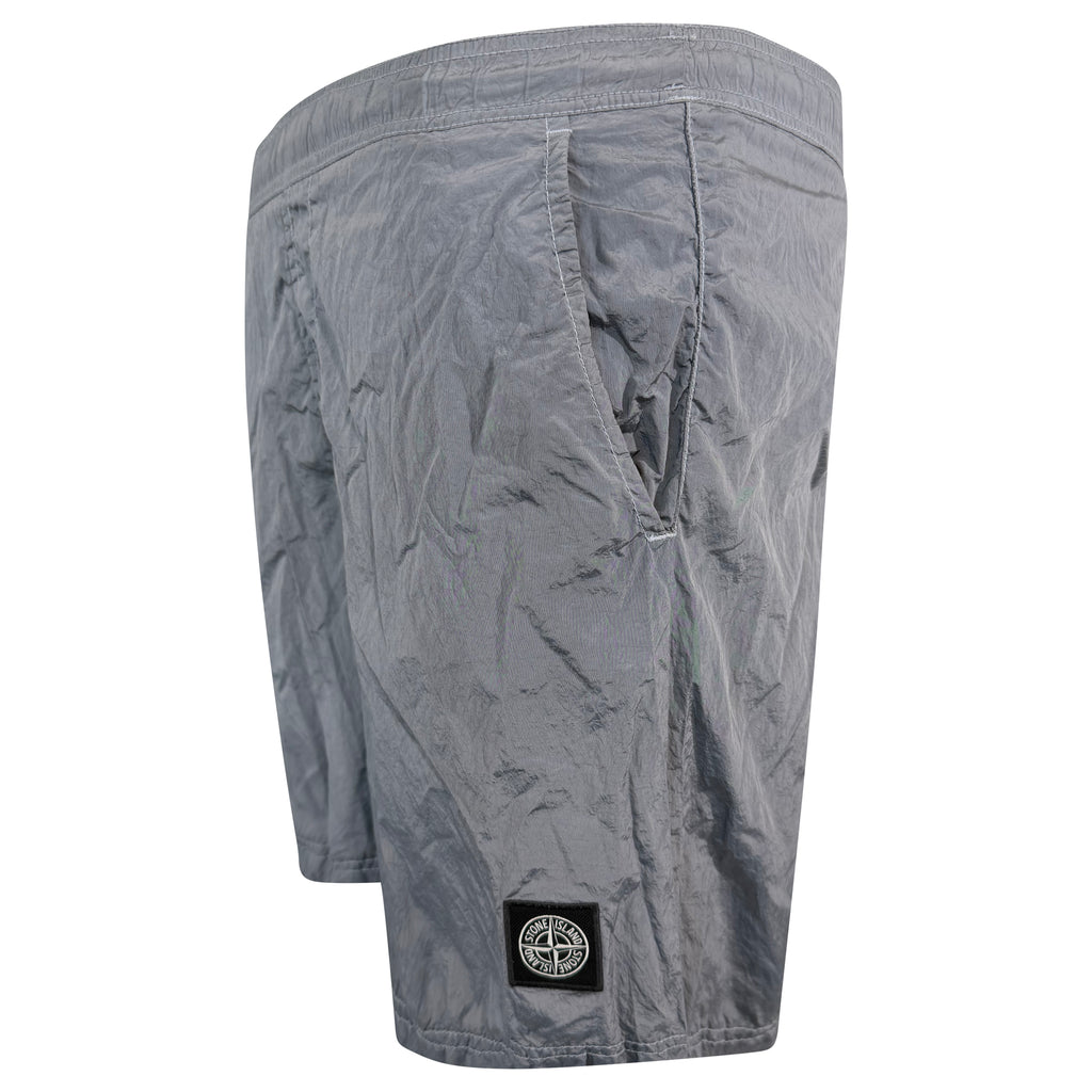 STONE ISLAND GREY METAL NYLON SWIM SHORTS - MEDIUM| PRE OWNED