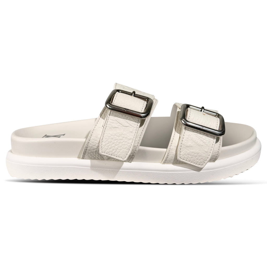 LOUIS VUITTON WHITE VENICE MULES - UK 6 (Fit 7) | PRE OWNED