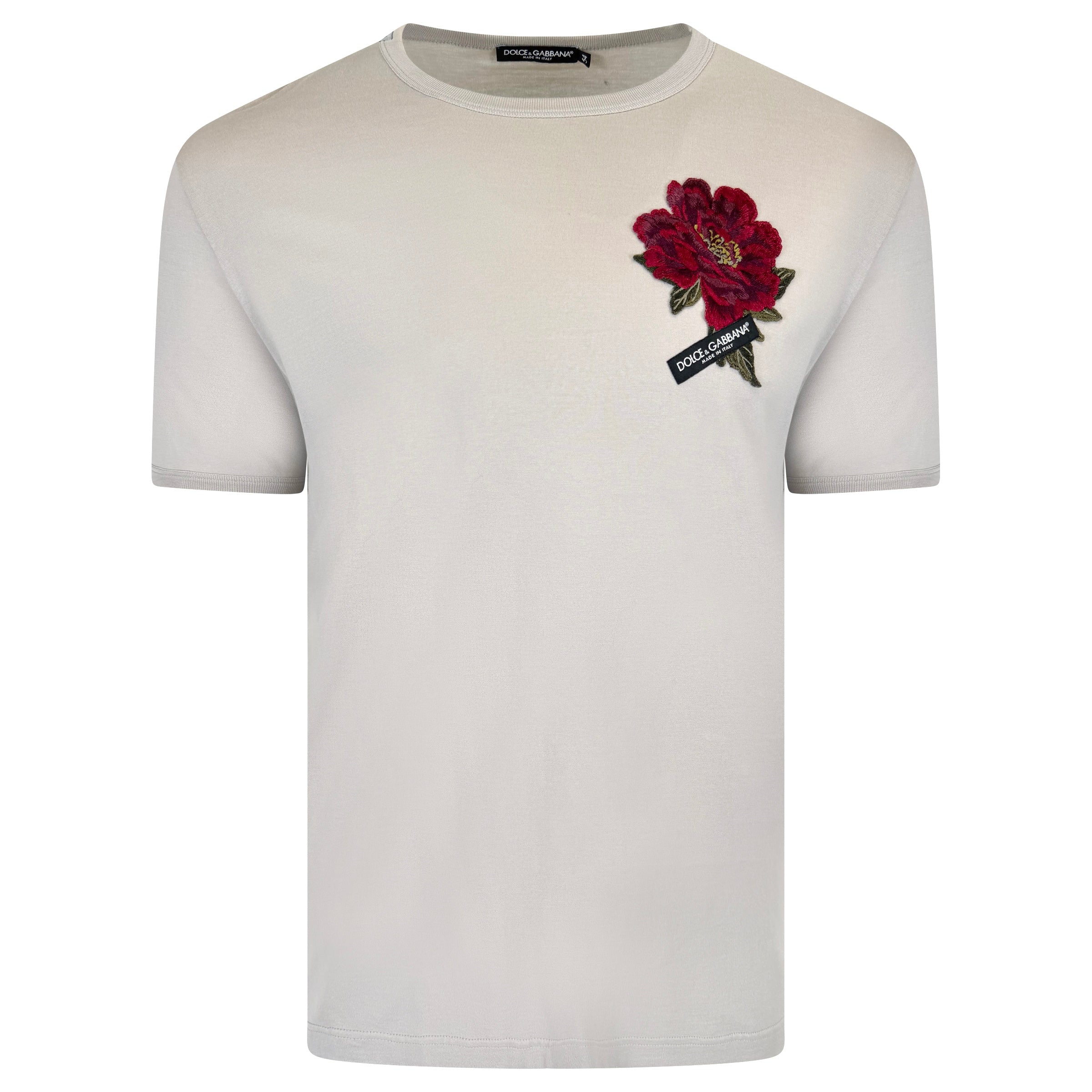 DOLCE GABBANA BEIGE LOGO T SHIRT - XXL (Fits XL) | PRE OWNED