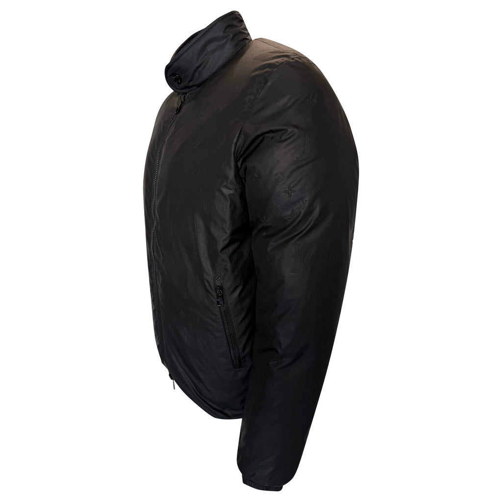 LOUIS VUITTON BLACK REVERSIBLE MONOGRAM DOWN JACKET - XL (Fits L) | PRE OWNED
