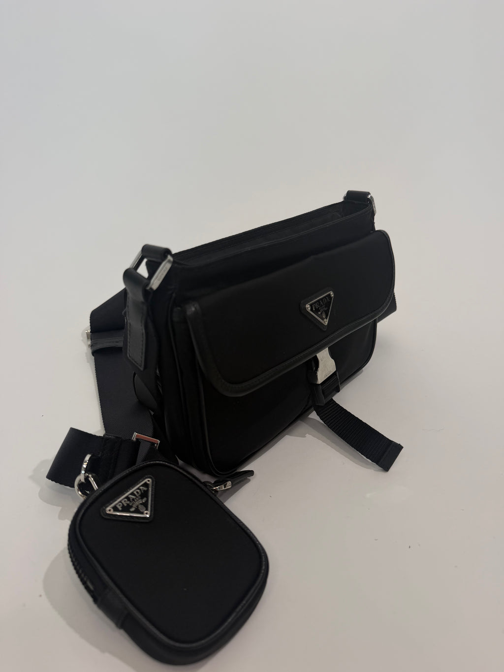 PRADA RE NYLON + SAFFIANO LEATHER MESSENGER | PRE OWNED