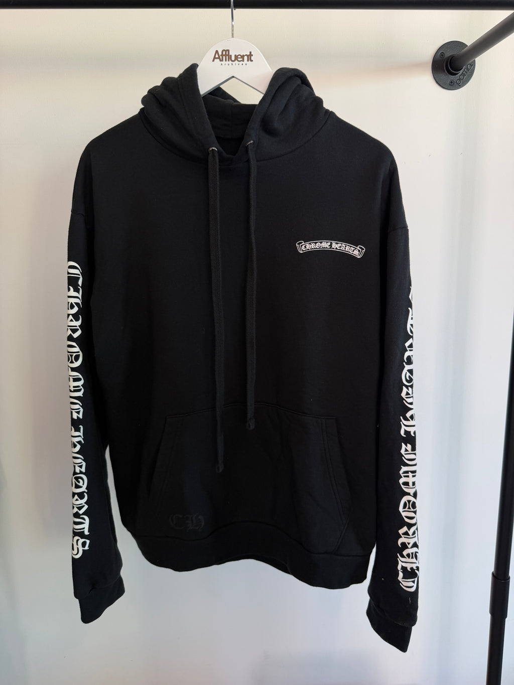 CHROME HEARTS BLACK LOGO HOODIE - MEDIUM (Fits Large) | PRE OWNED