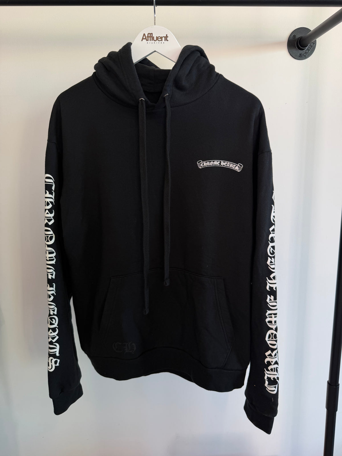 CHROME HEARTS BLACK LOGO HOODIE - MEDIUM (Fits Large) | PRE OWNED