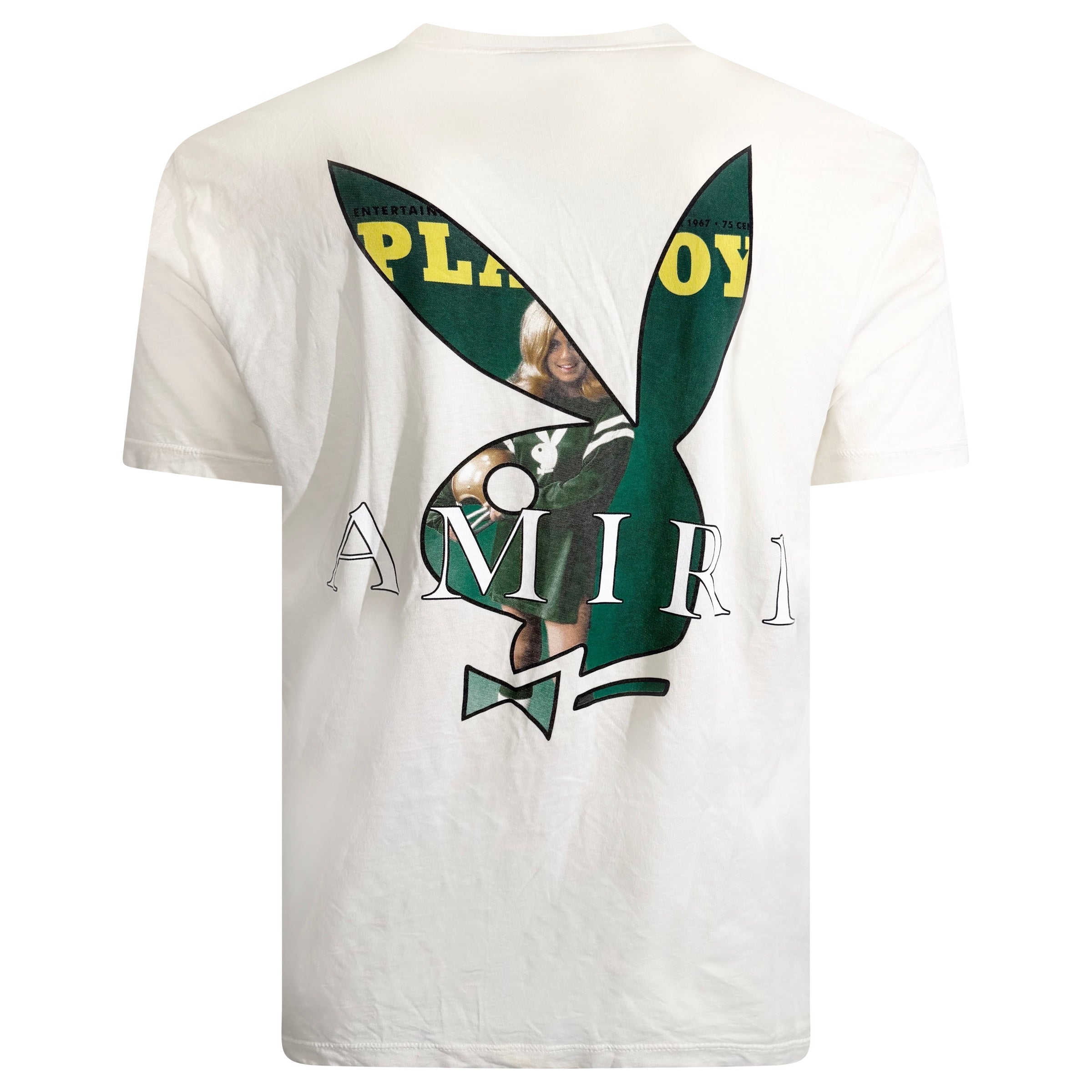 AMIRI BEIGE PLAYBOY LOGO T SHIRT - LARGE | PRE OWNED - Affluent ArchivesUsed HIGH END DESIGNER CLOTHING