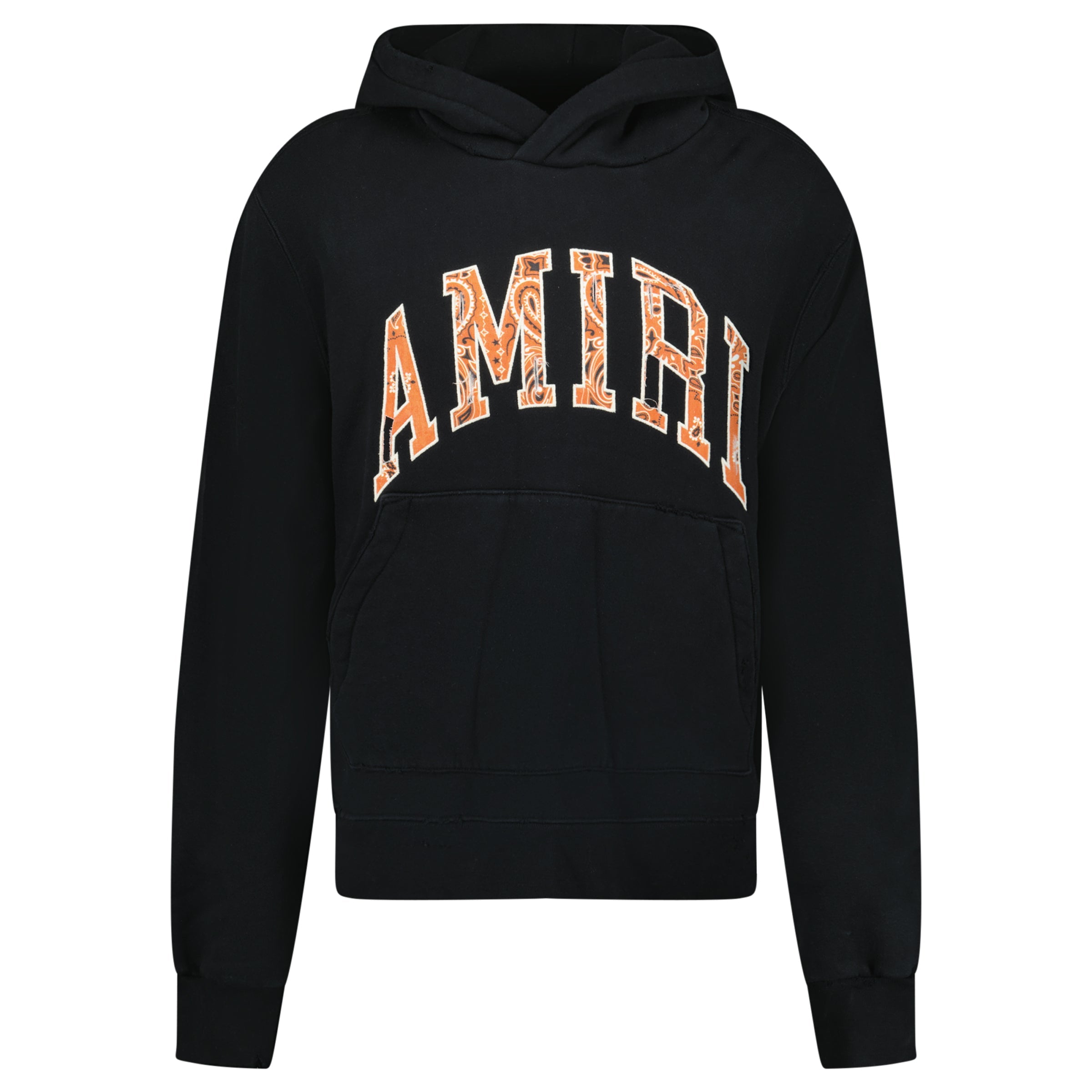 AMIRI BLACK / ORANGE DISTRESSED HOODE - LARGE - Affluent ArchivesUsed HIGH END DESIGNER CLOTHING