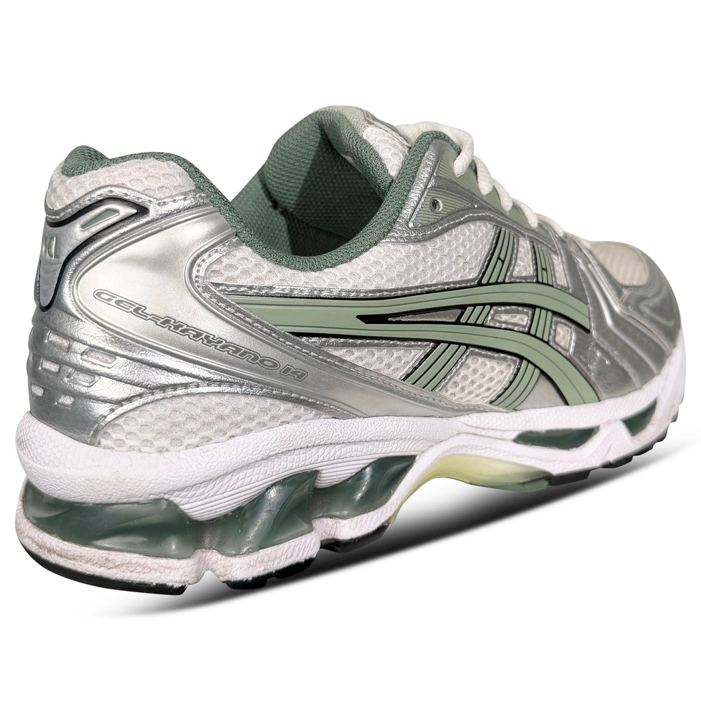 ASIC GEL KAYANO TRAINER SILVER GREEN - UK 8.5 (42.5) | PRE OWNED - Affluent ArchivesUsed HIGH END DESIGNER CLOTHING