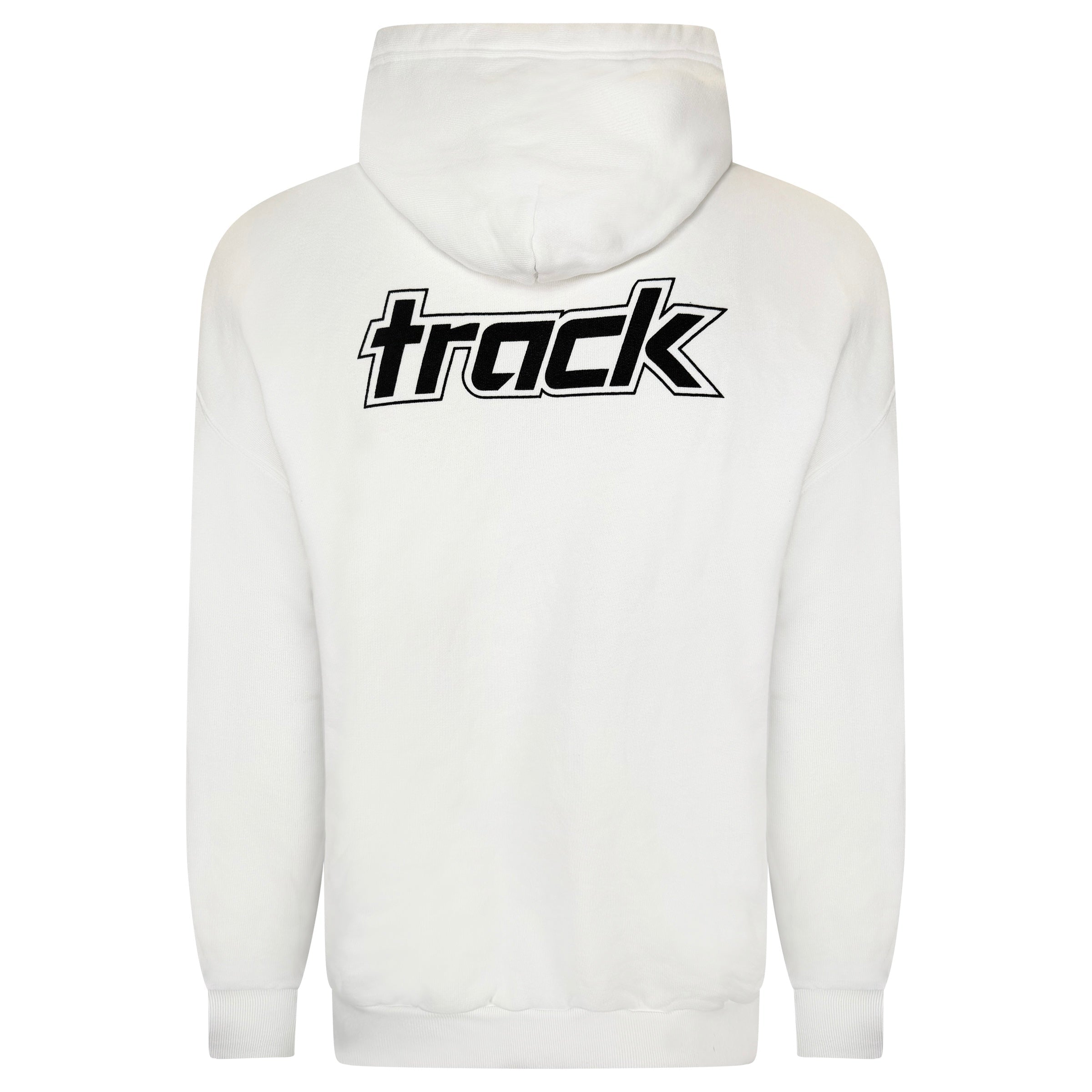 BALENCIAGA WHITE LOGO HOODIE - SMALL (Fits XL) - Affluent ArchivesUsed HIGH END DESIGNER CLOTHING