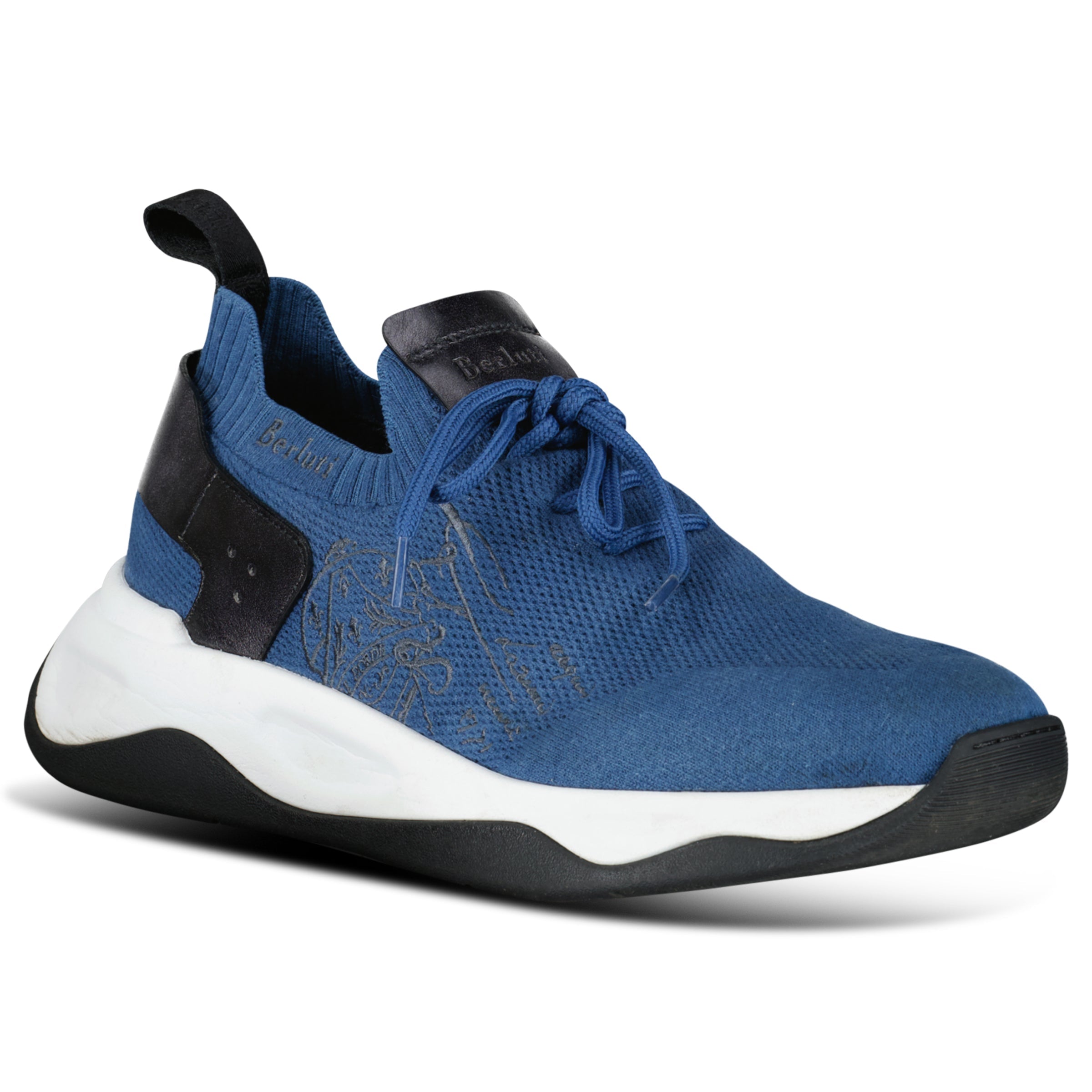 BERLUTI BLUE SHADOW KNIT TRAINER - UK 8.5 (Fit 9) | PRE OWNED - Affluent ArchivesUsed HIGH END DESIGNER CLOTHING