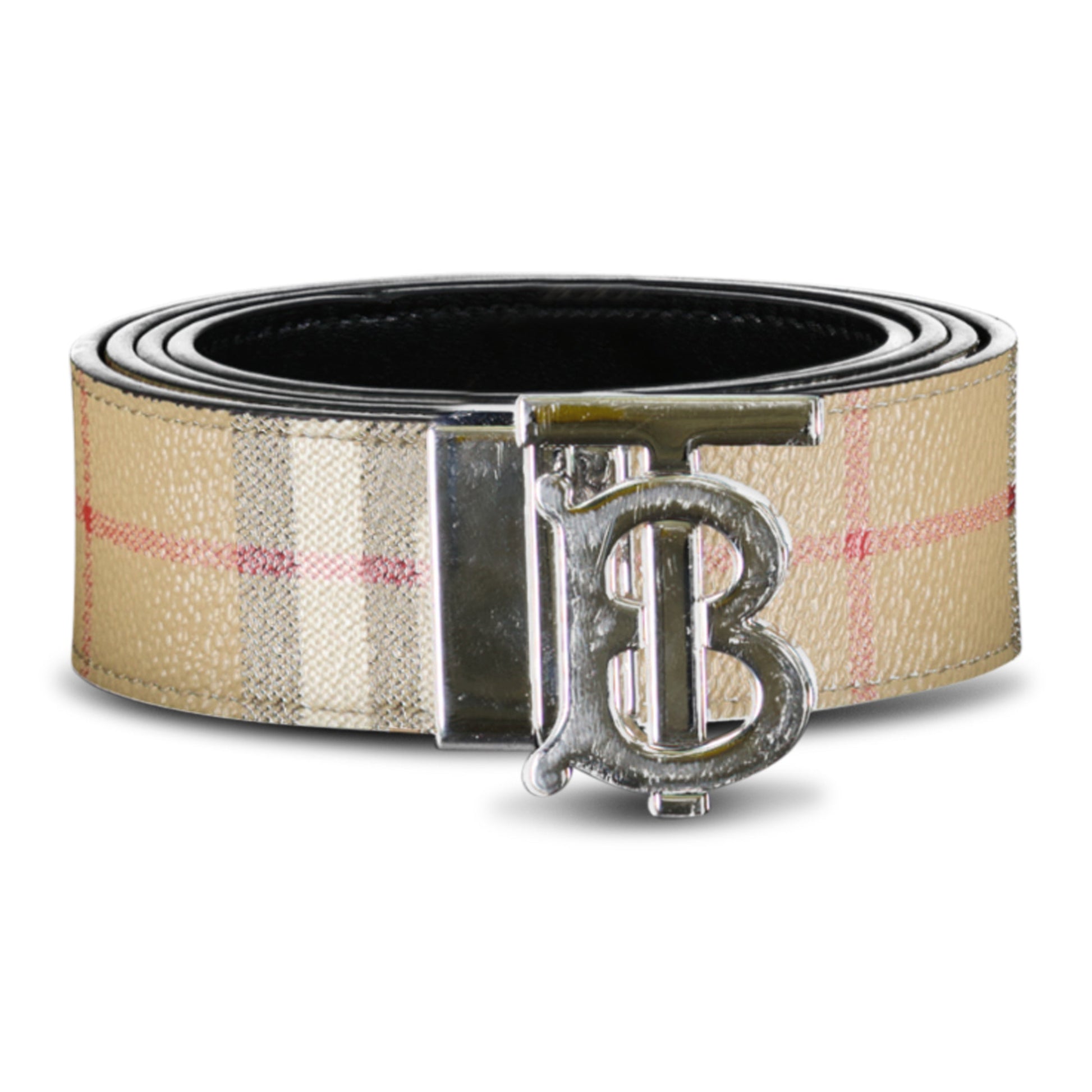 BURBERRY BEIGE CHECKED BELT - Affluent ArchivesUsed HIGH END DESIGNER CLOTHING
