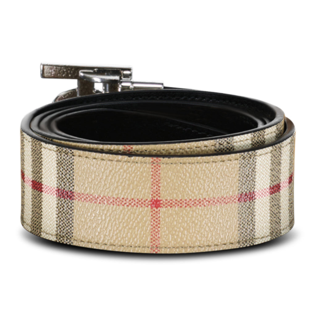 BURBERRY BEIGE CHECKED BELT - Affluent ArchivesUsed HIGH END DESIGNER CLOTHING