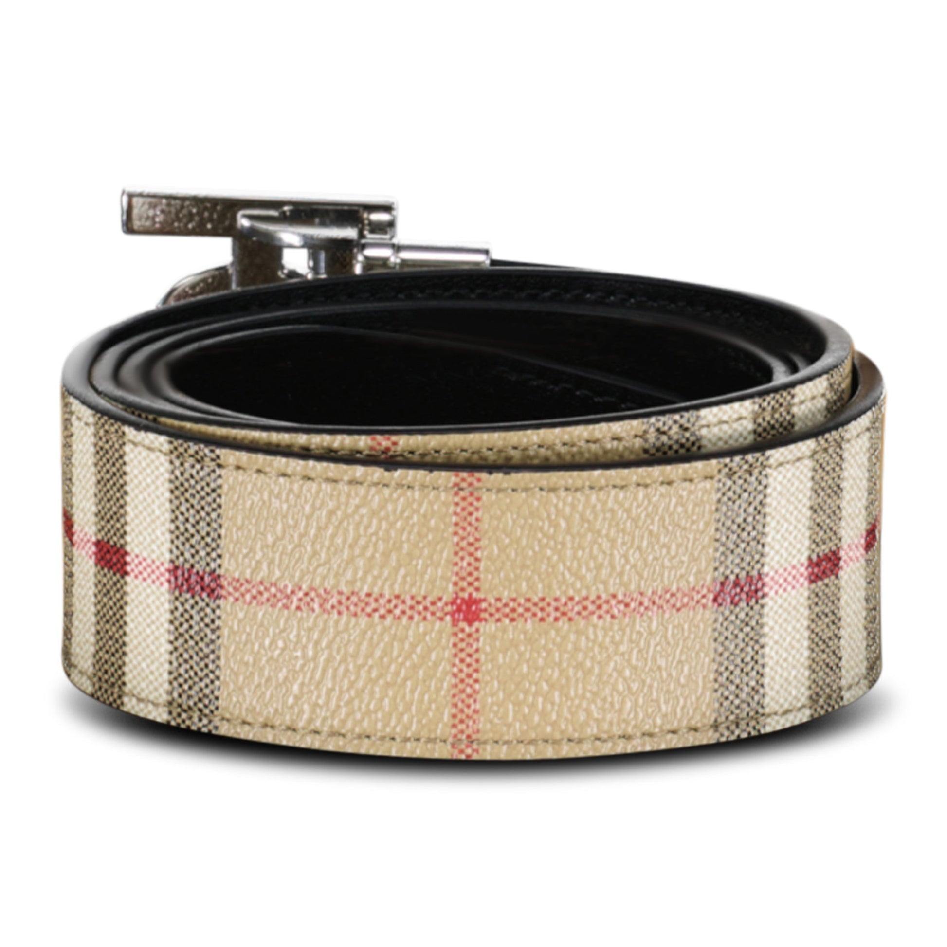 BURBERRY BEIGE CHECKED BELT - Affluent ArchivesUsed HIGH END DESIGNER CLOTHING