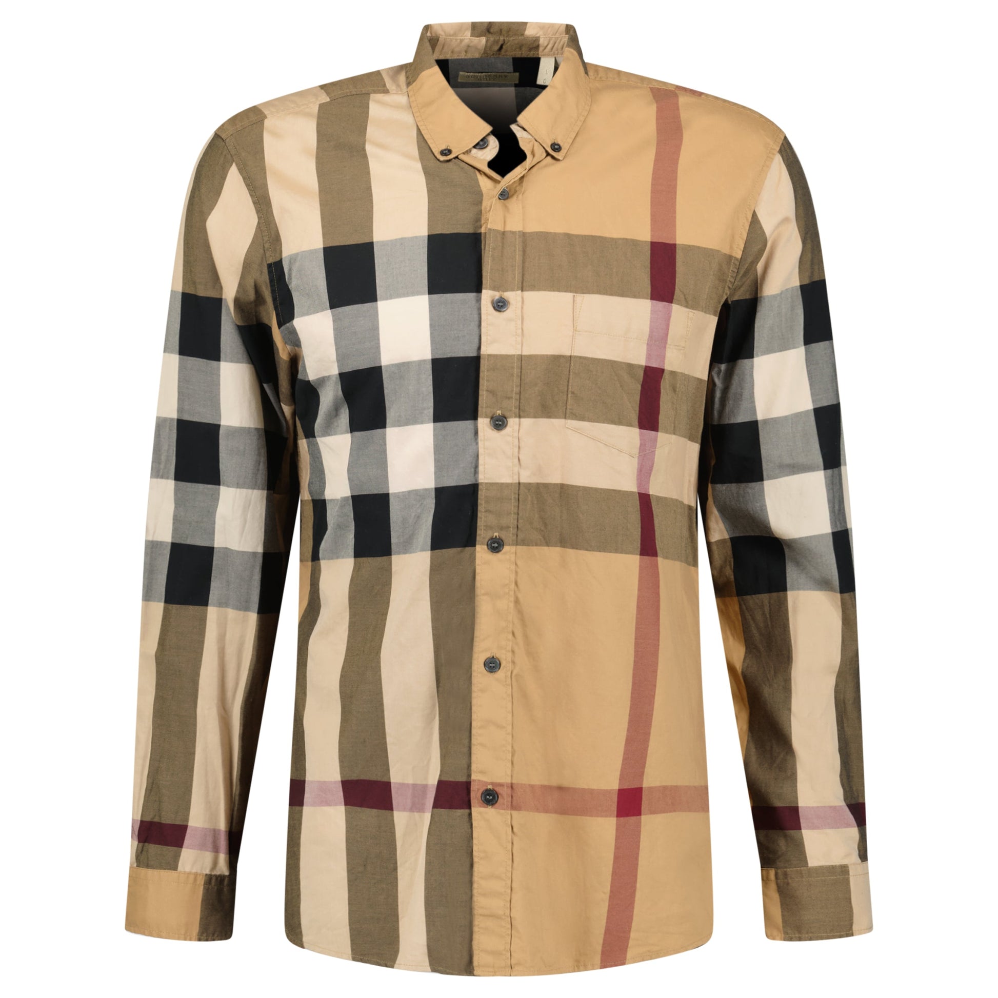 BURBERRY BEIGE CHECKED SHIRT - LARGE - Affluent ArchivesUsed HIGH END DESIGNER CLOTHING