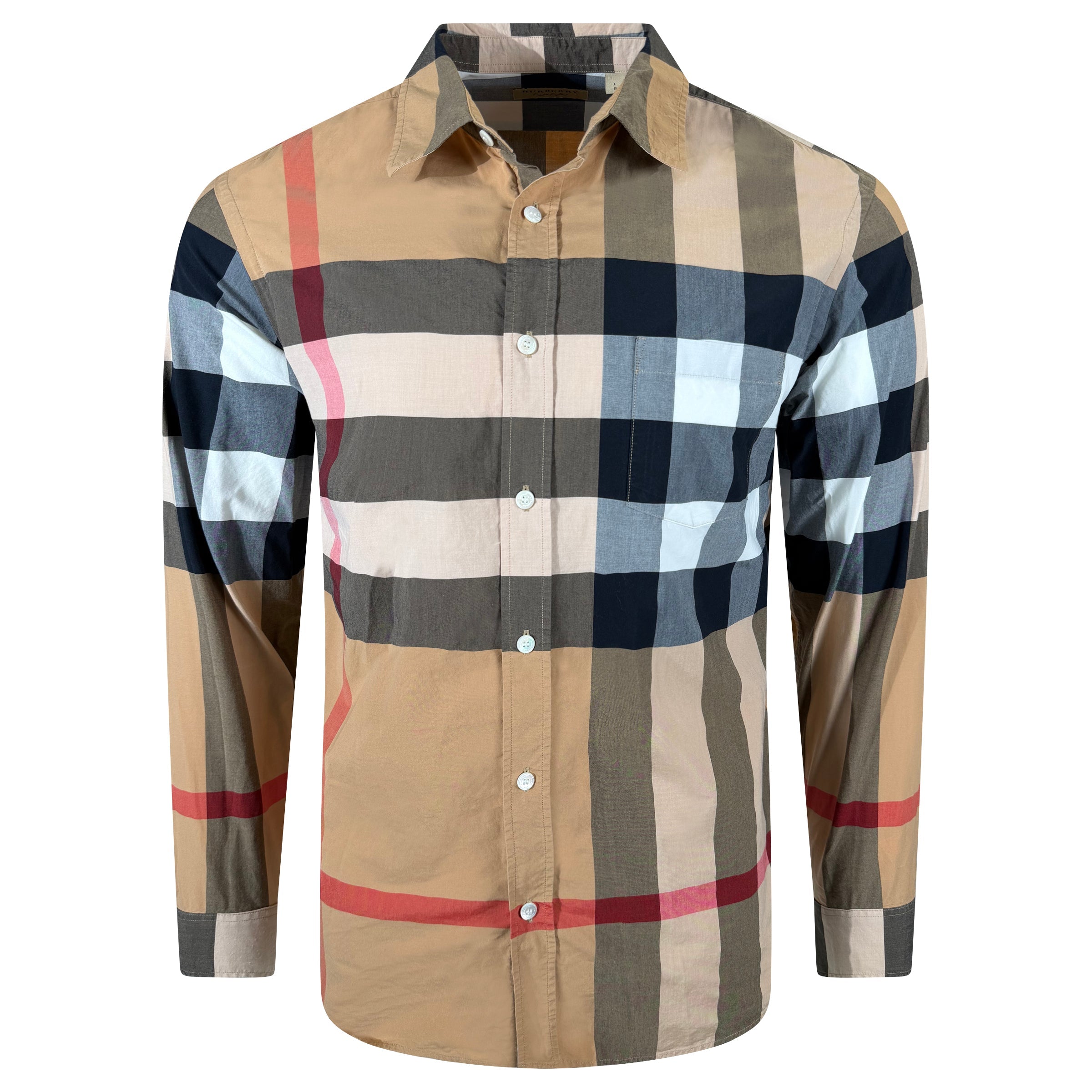 BURBERRY BEIGE CHECKED SHIRT - LARGE - Affluent ArchivesUsed HIGH END DESIGNER CLOTHING