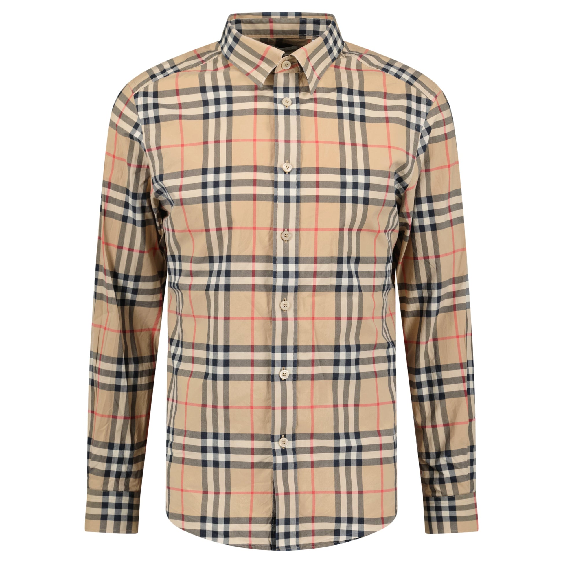 BURBERRY BEIGE CHECKED SHIRT - MEDIUM - Affluent ArchivesUsed HIGH END DESIGNER CLOTHING