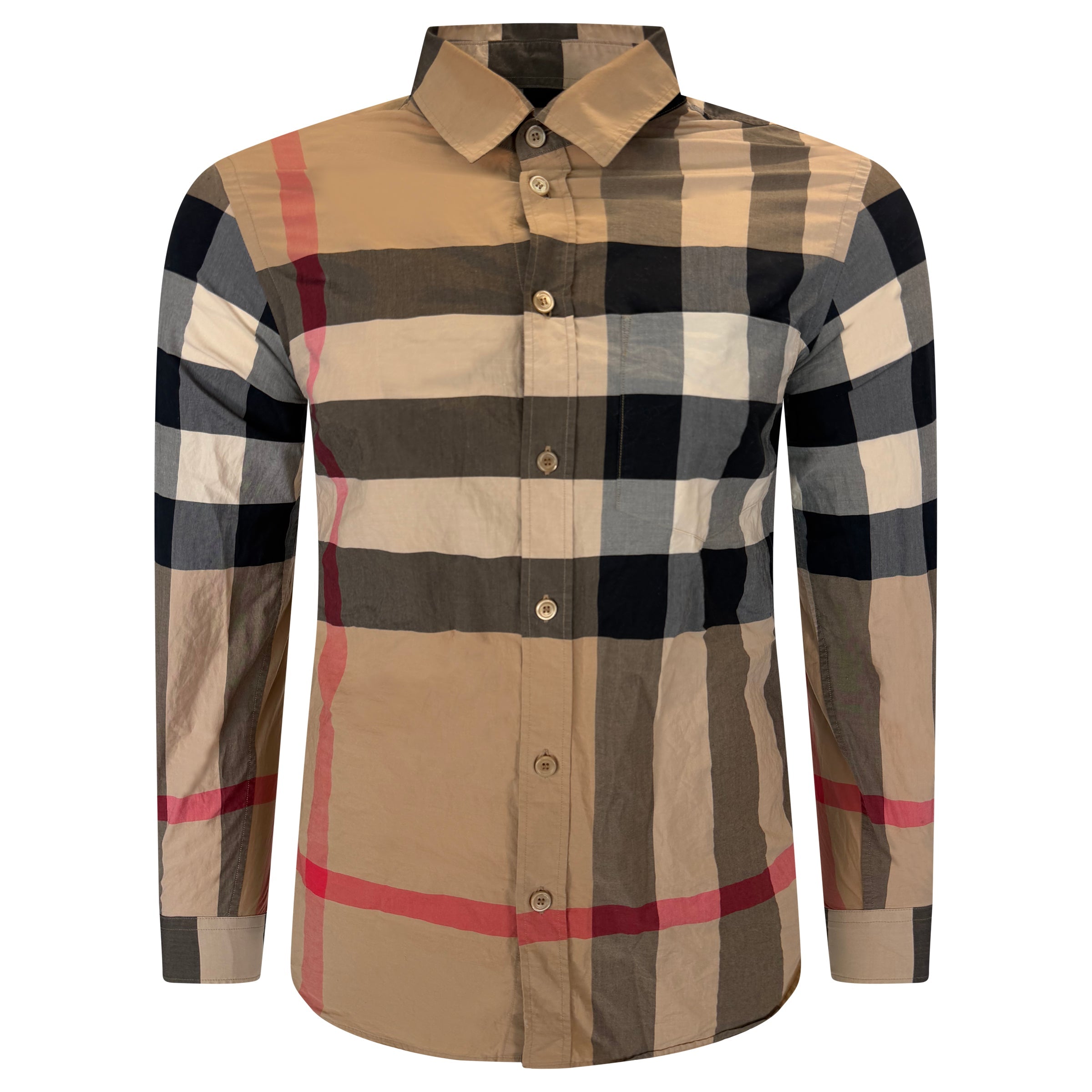 BURBERRY BEIGE CHECKED SHIRT - SMALL | PRE OWNED - Affluent ArchivesUsed HIGH END DESIGNER CLOTHING