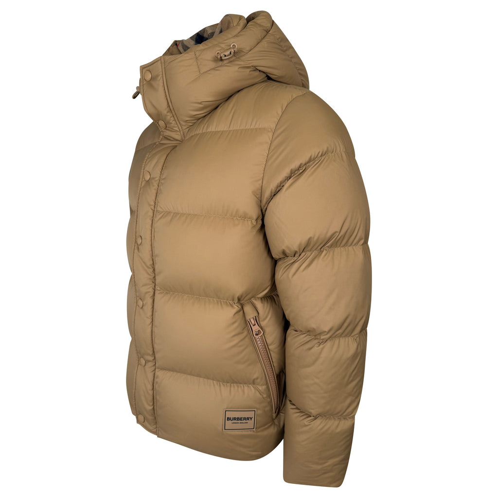 BURBERRY BEIGE LOGO PUFFER COAT - MEDIUM (Fits M/L) - Affluent ArchivesUsed HIGH END DESIGNER CLOTHING