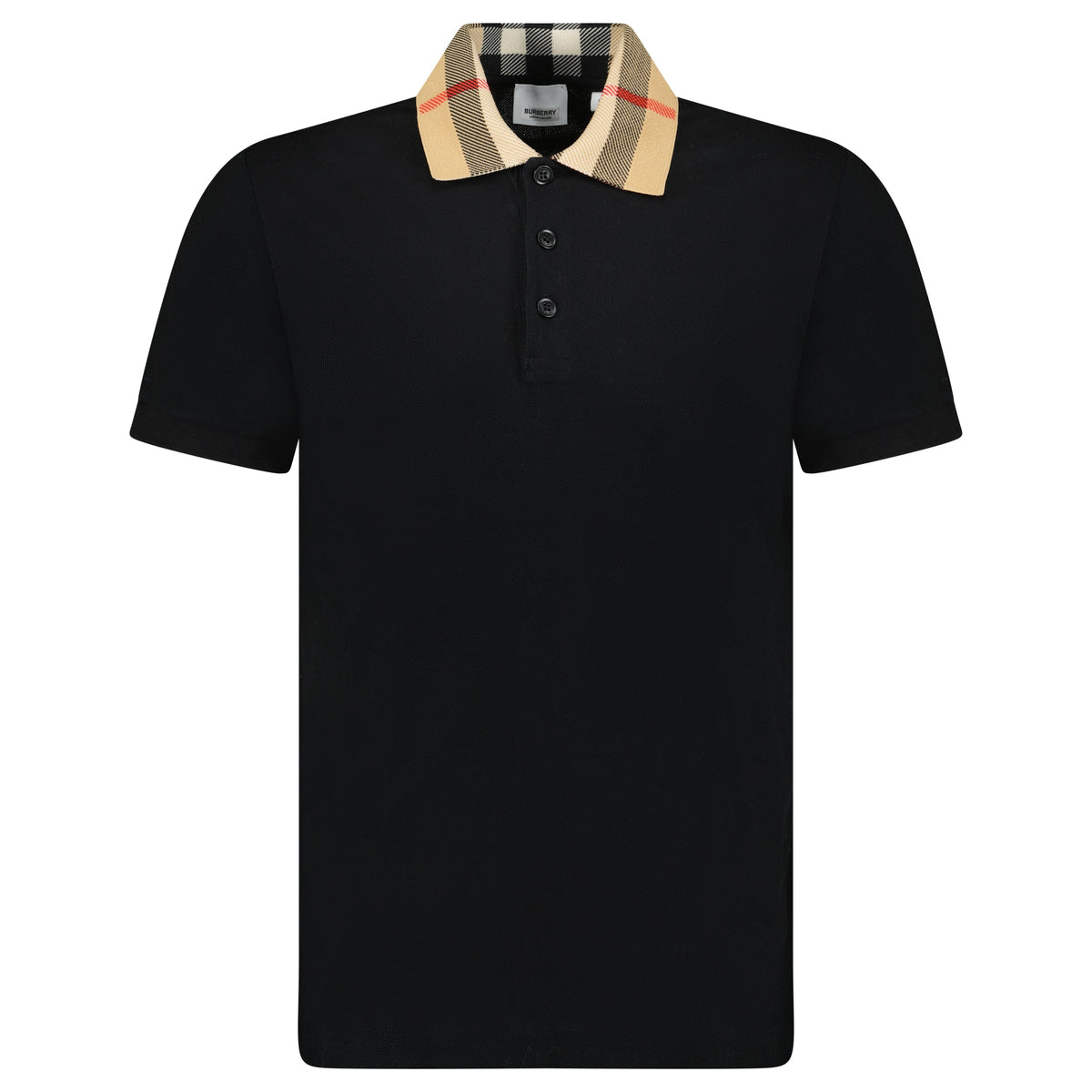 BURBERRY BLACK CHECKED COLLAR POLO - LARGE - Affluent ArchivesUsed HIGH END DESIGNER CLOTHING