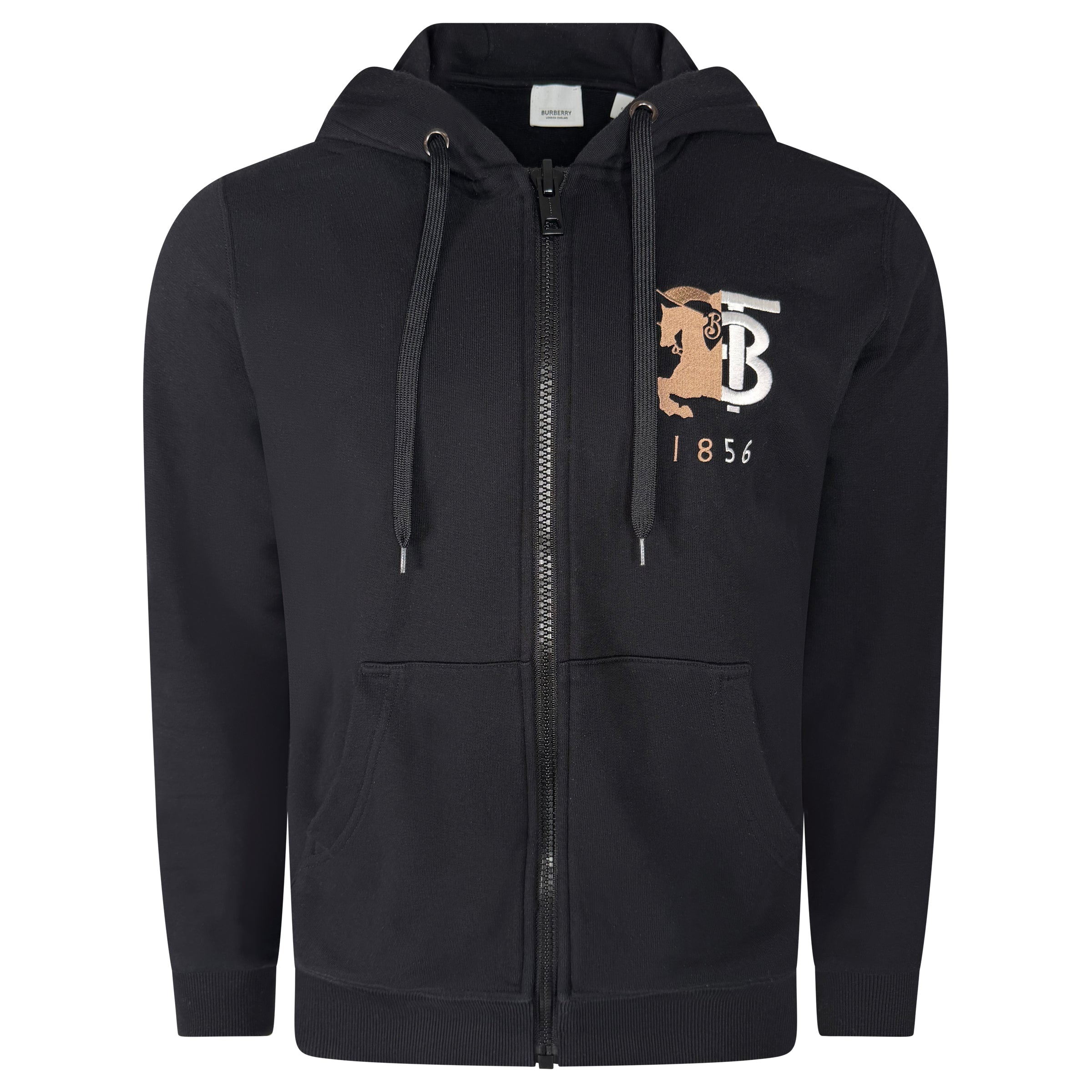 BURBERRY BLACK LOGO HOODIE - SMALL (Fits Medium) PRE OWNED - Affluent ArchivesUsed HIGH END DESIGNER CLOTHING