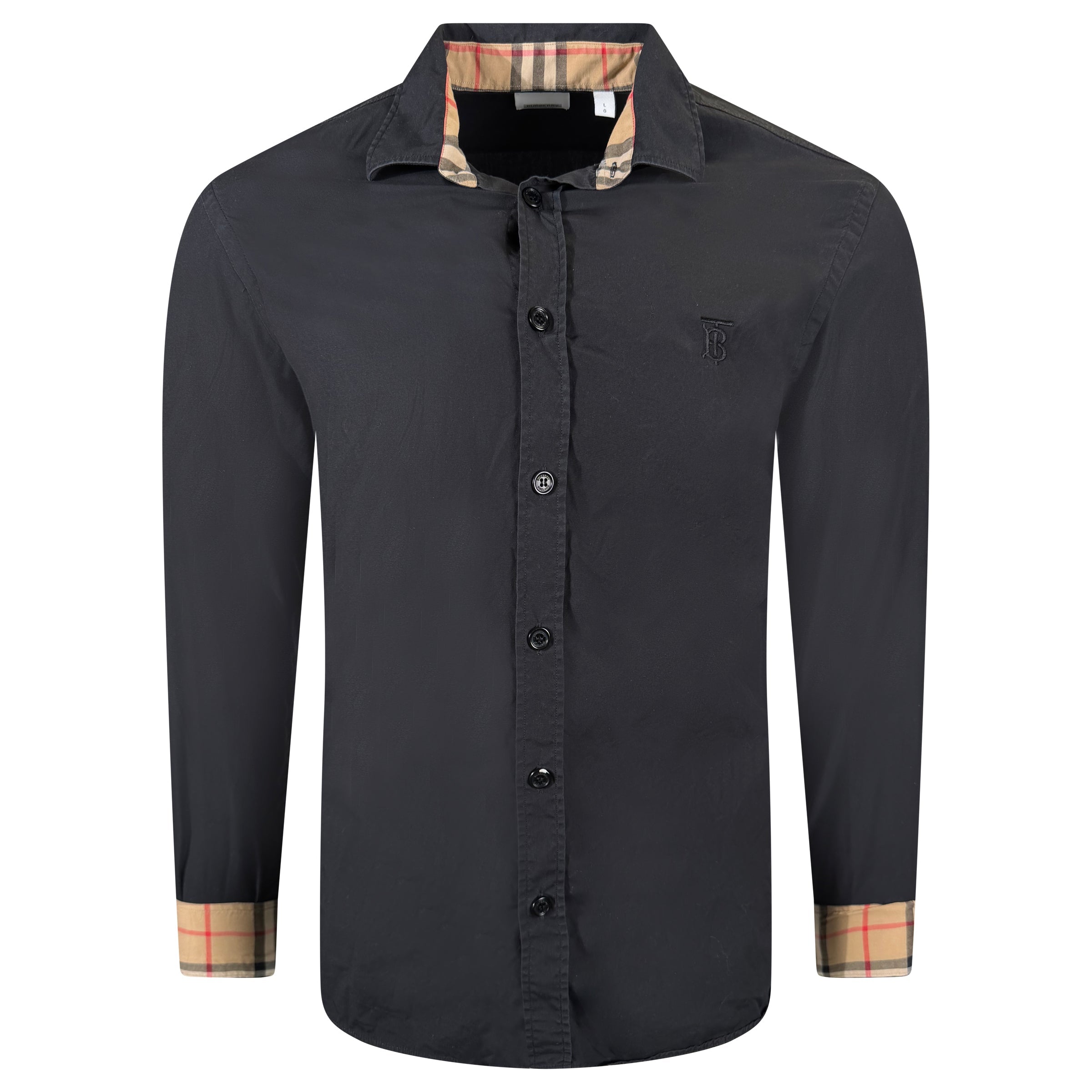 BURBERRY BLACK SHIRT - LARGE (Fits Medium) - Affluent ArchivesUsed HIGH END DESIGNER CLOTHING
