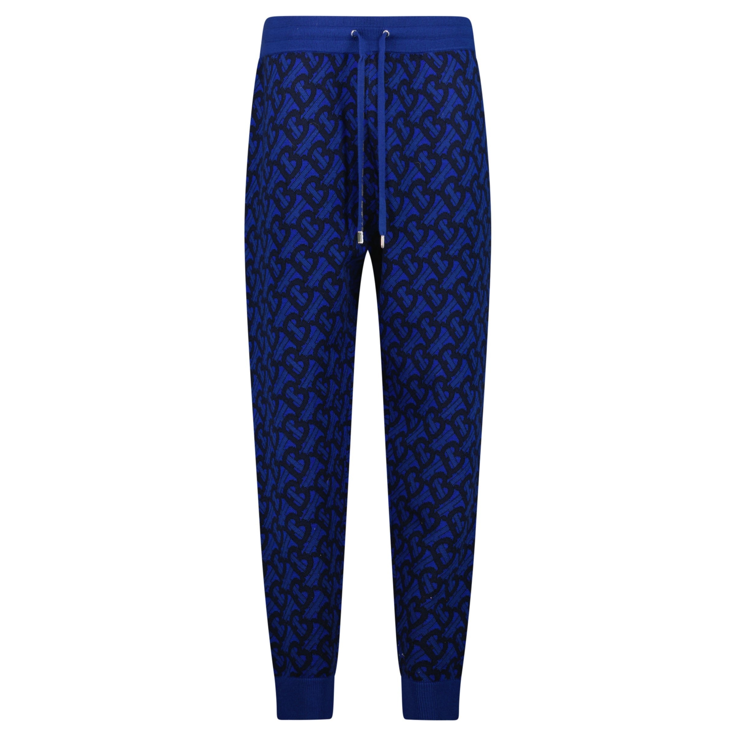 BURBERRY BLUE PATTERN TRACK PANTS - XL - Affluent ArchivesUsed HIGH END DESIGNER CLOTHING