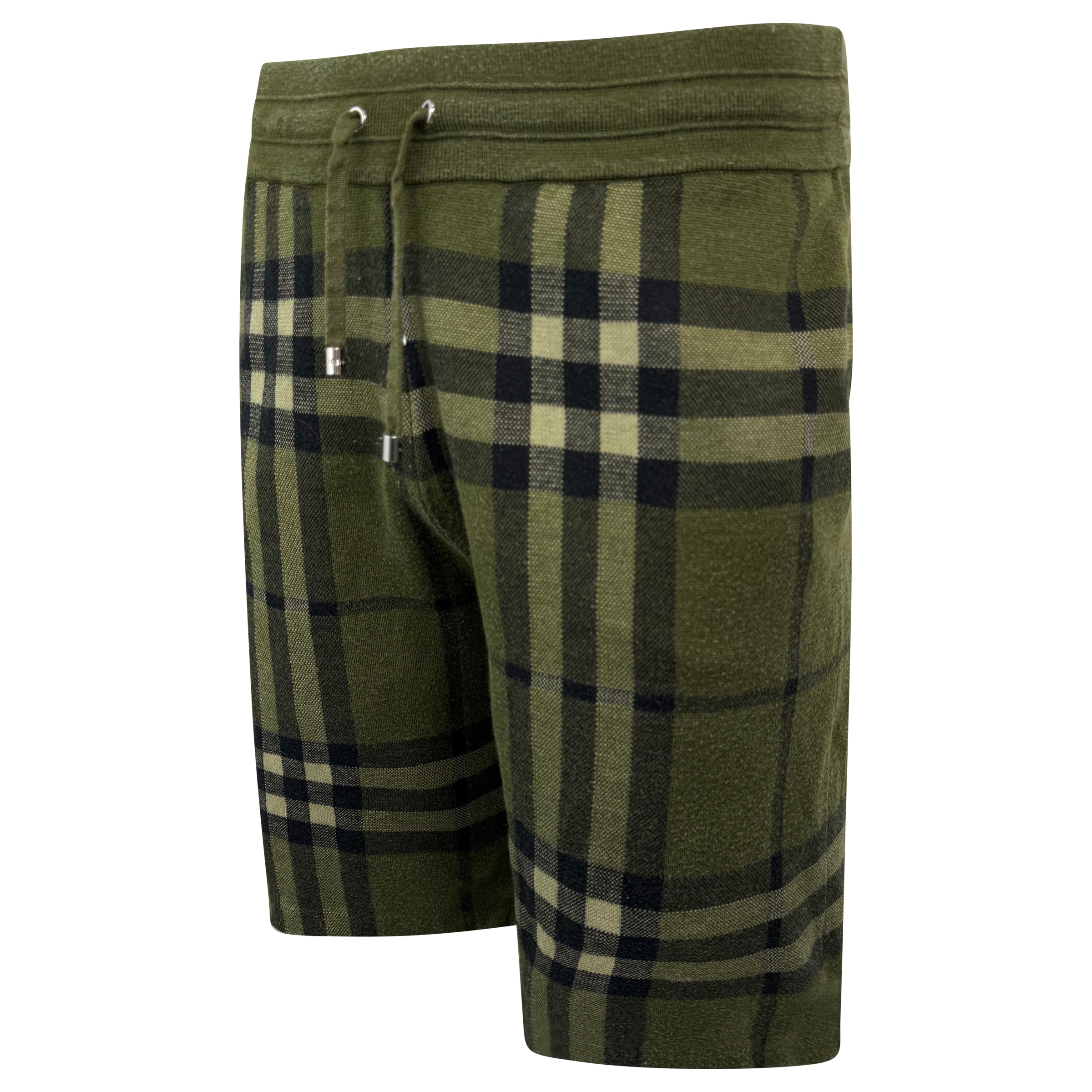 BURBERRY GREEN CHECKED COTTON SHORTS - LARGE (Fit XL) - Affluent ArchivesUsed HIGH END DESIGNER CLOTHING
