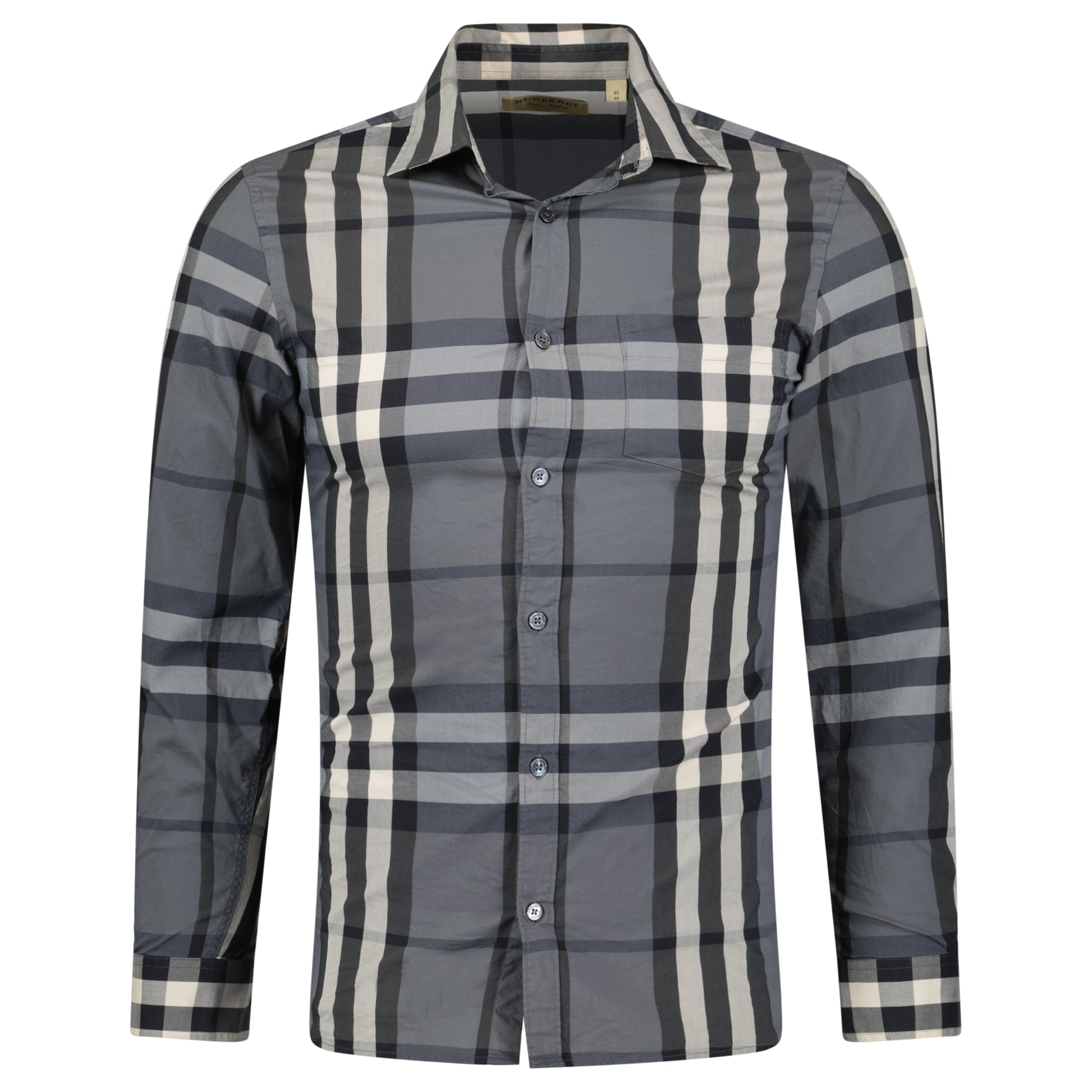 BURBERRY GREY CHECK SHIRT - XS (Fits S) - Affluent ArchivesUsed HIGH END DESIGNER CLOTHING