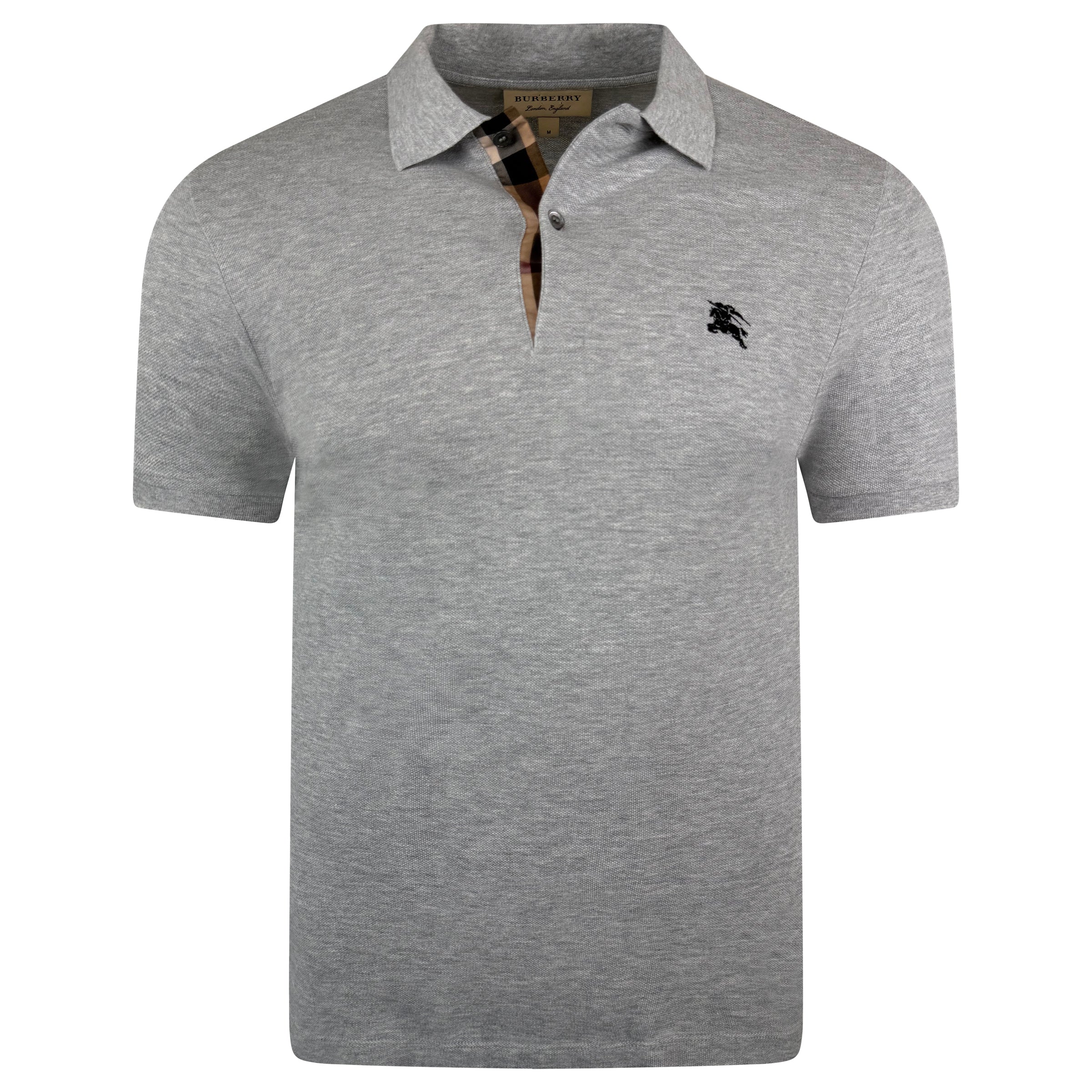 BURBERRY GREY COLLAR LOGO POLO - MEDIUM - Affluent ArchivesUsed HIGH END DESIGNER CLOTHING