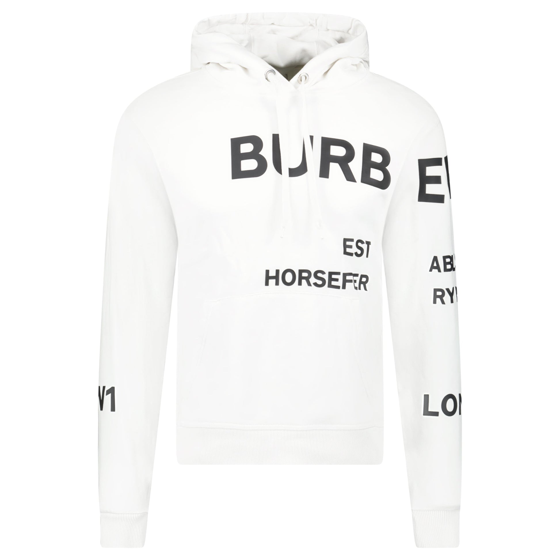 BURBERRY LOGO WHITE HOODIE - XS - Affluent ArchivesUsed HIGH END DESIGNER CLOTHING