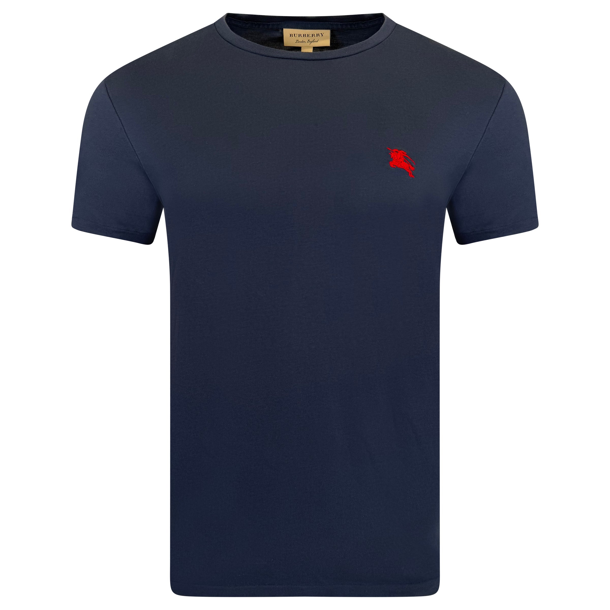 BURBERRY NAVY LOGO T SHIRT - MEDIUM | PRE OWNED - Affluent ArchivesUsed HIGH END DESIGNER CLOTHING