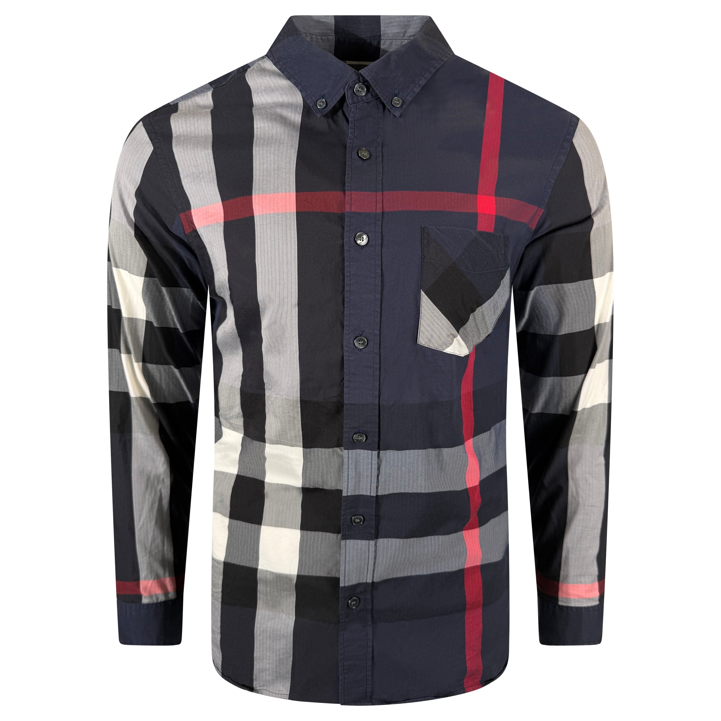 BURBERRY NAVY SHIRT - MEDIUM (Fits Small) - Affluent ArchivesUsed HIGH END DESIGNER CLOTHING
