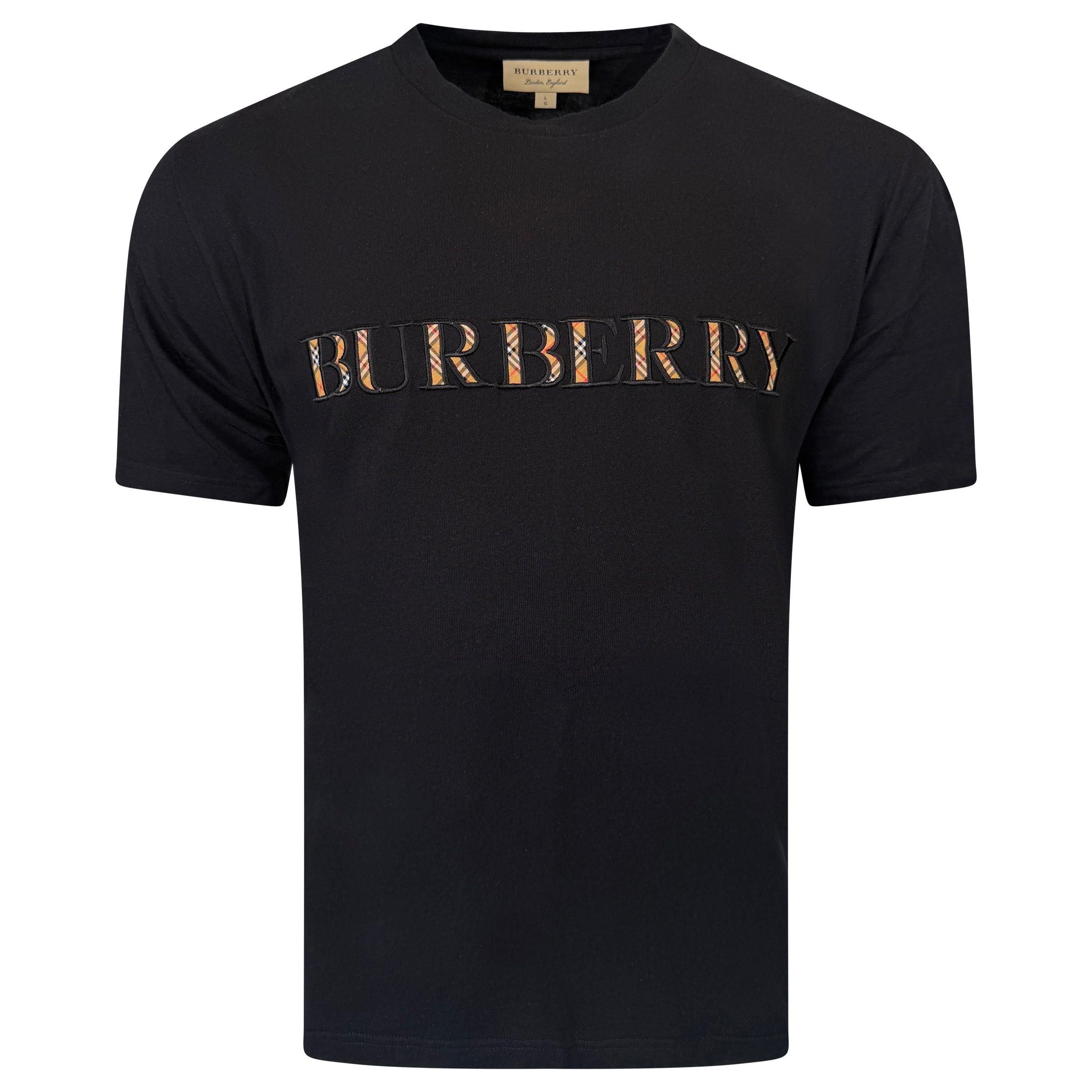 BURBERRY T SHIRT BLACK - LARGE | PRE OWNED - Affluent ArchivesUsed HIGH END DESIGNER CLOTHING