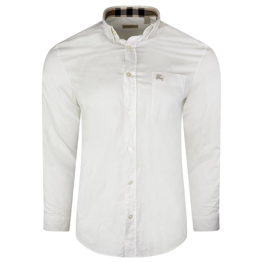 BURBERRY WHITE LOGO SHIRT - MEDIUM - Affluent ArchivesUsed HIGH END DESIGNER CLOTHING
