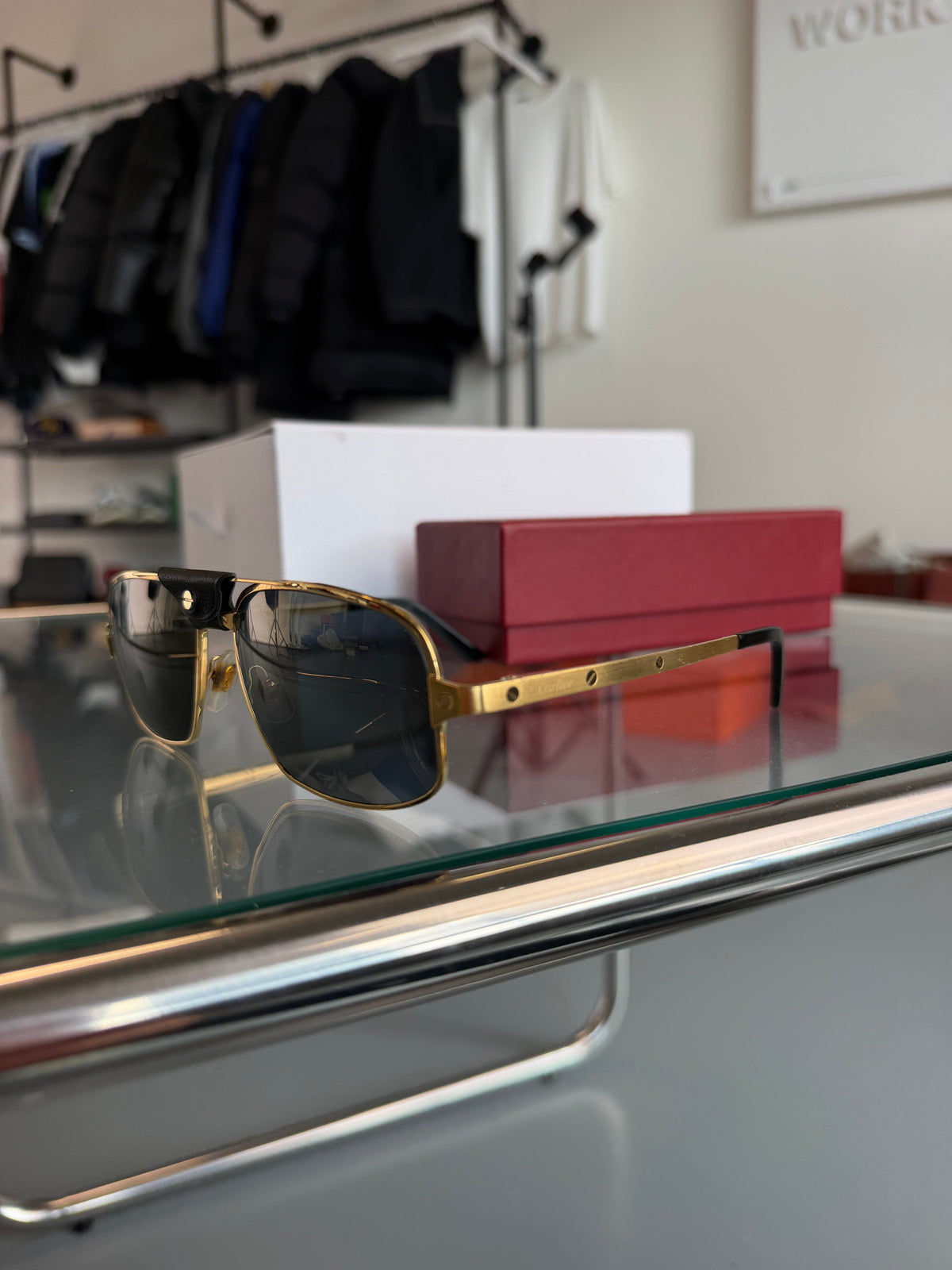 CARTIER SANTOS GOLD SUNGLASSES | PRE OWNED - Affluent ArchivesUsed HIGH END DESIGNER CLOTHING