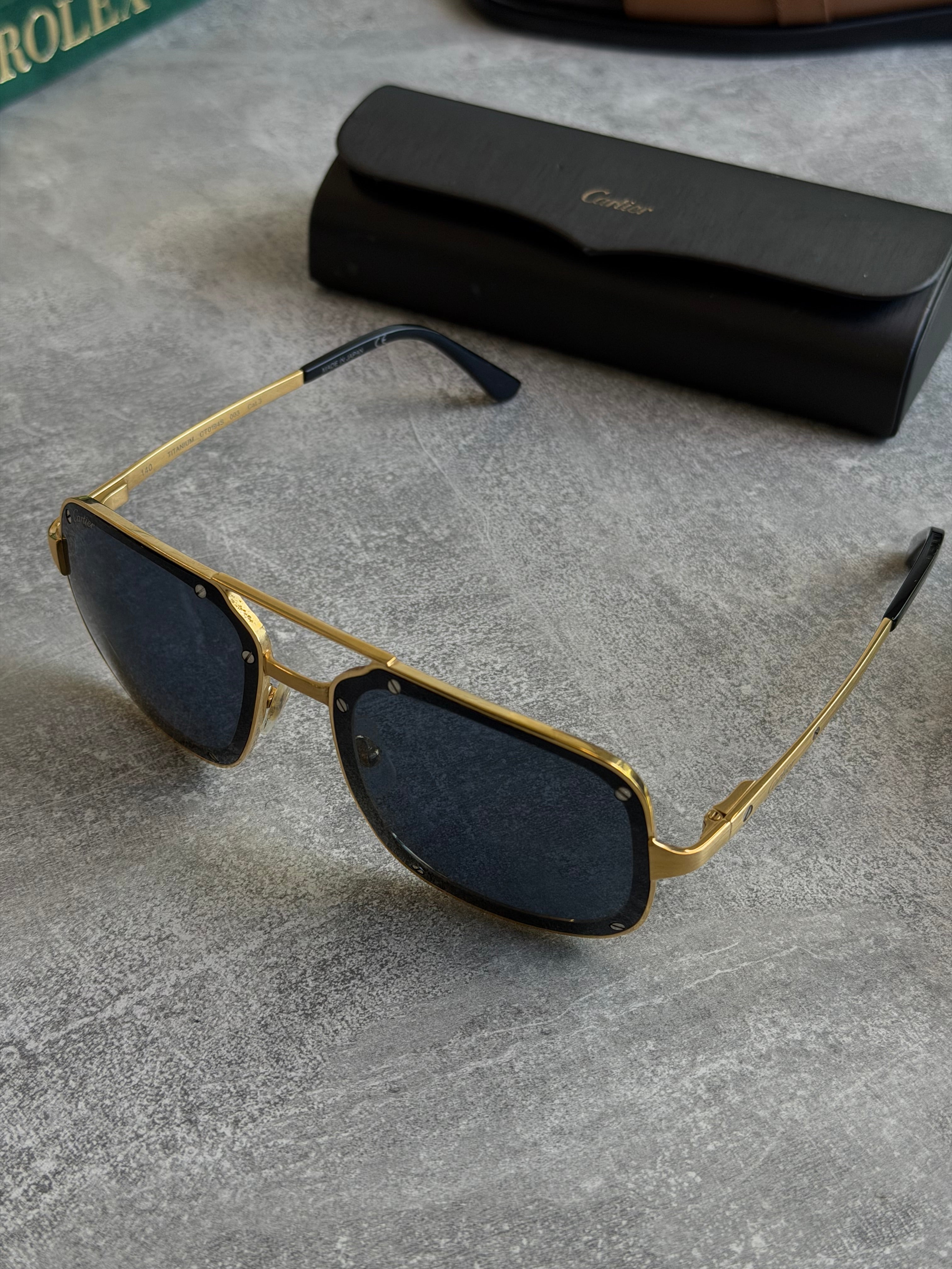 CARTIER SANTOS GOLD SUNGLASSES | PRE OWNED - Affluent ArchivesUsed HIGH END DESIGNER CLOTHING