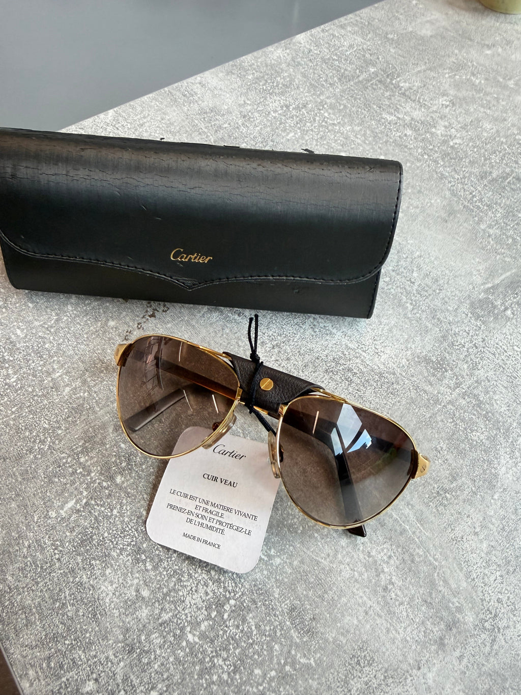 CARTIER SANTOS GOLD SUNGLASSES | PRE OWNED - Affluent ArchivesUsed HIGH END DESIGNER CLOTHING