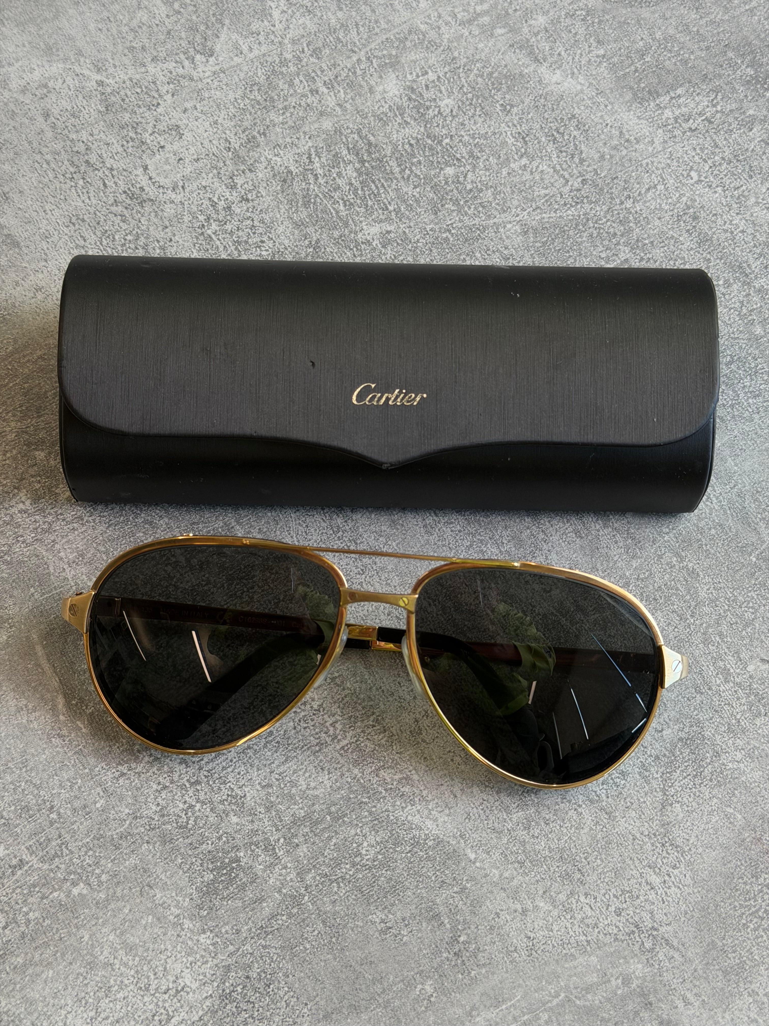 CARTIER SANTOS GOLD SUNGLASSES | PRE OWNED - Affluent ArchivesUsed HIGH END DESIGNER CLOTHING