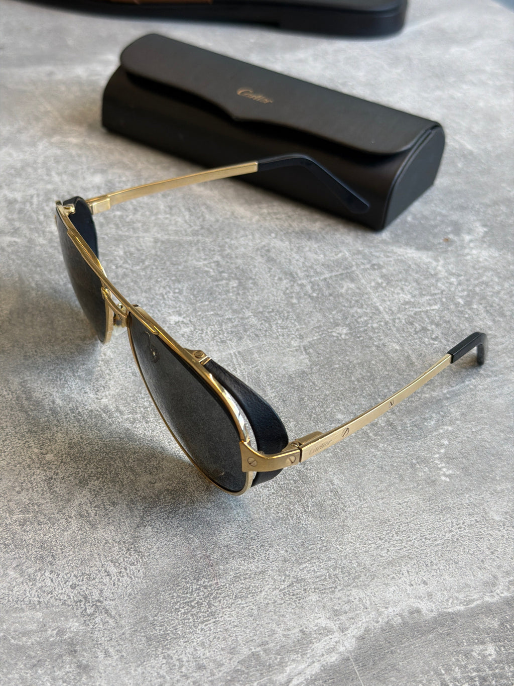 CARTIER SANTOS GOLD SUNGLASSES | PRE OWNED - Affluent ArchivesUsed HIGH END DESIGNER CLOTHING