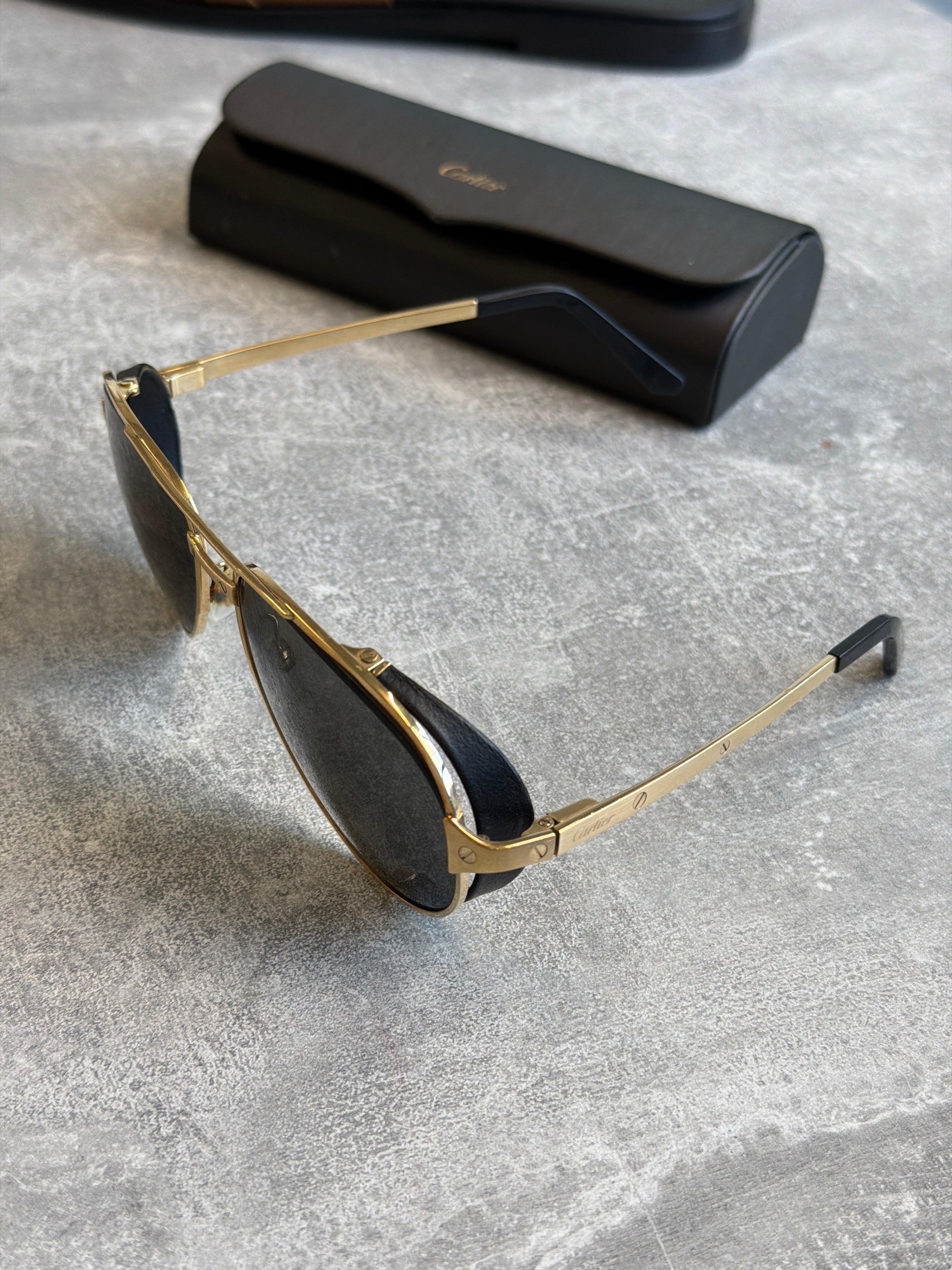 CARTIER SANTOS GOLD SUNGLASSES | PRE OWNED - Affluent ArchivesUsed HIGH END DESIGNER CLOTHING
