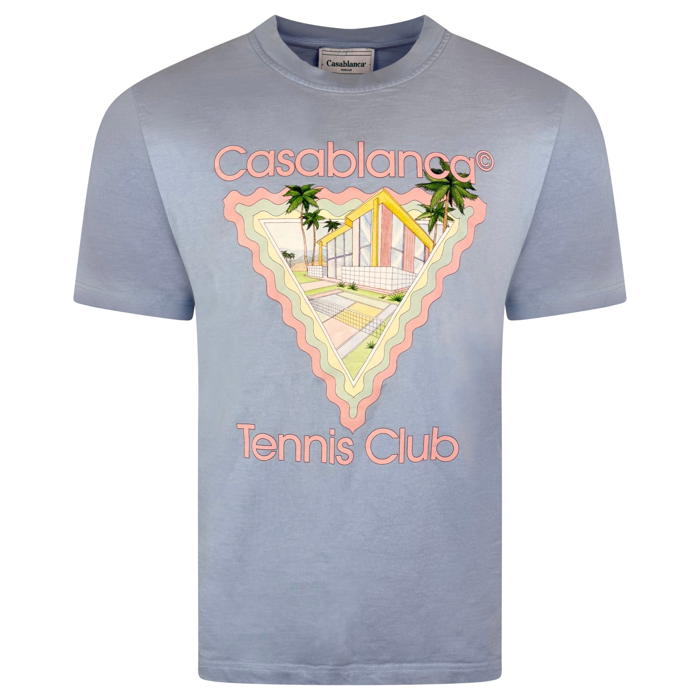 CASABLANCA T SHIRT LIGHT BLUE - LARGE - Affluent ArchivesUsed HIGH END DESIGNER CLOTHING