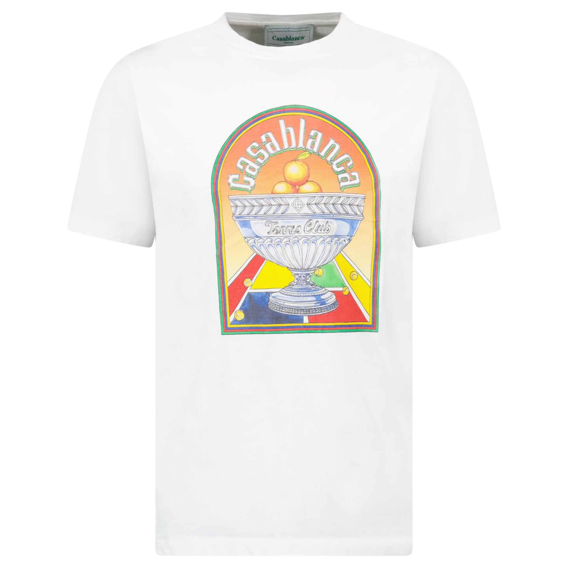 CASABLANCA WHITE LOGO T SHIRT - LARGE - Affluent ArchivesUsed HIGH END DESIGNER CLOTHING