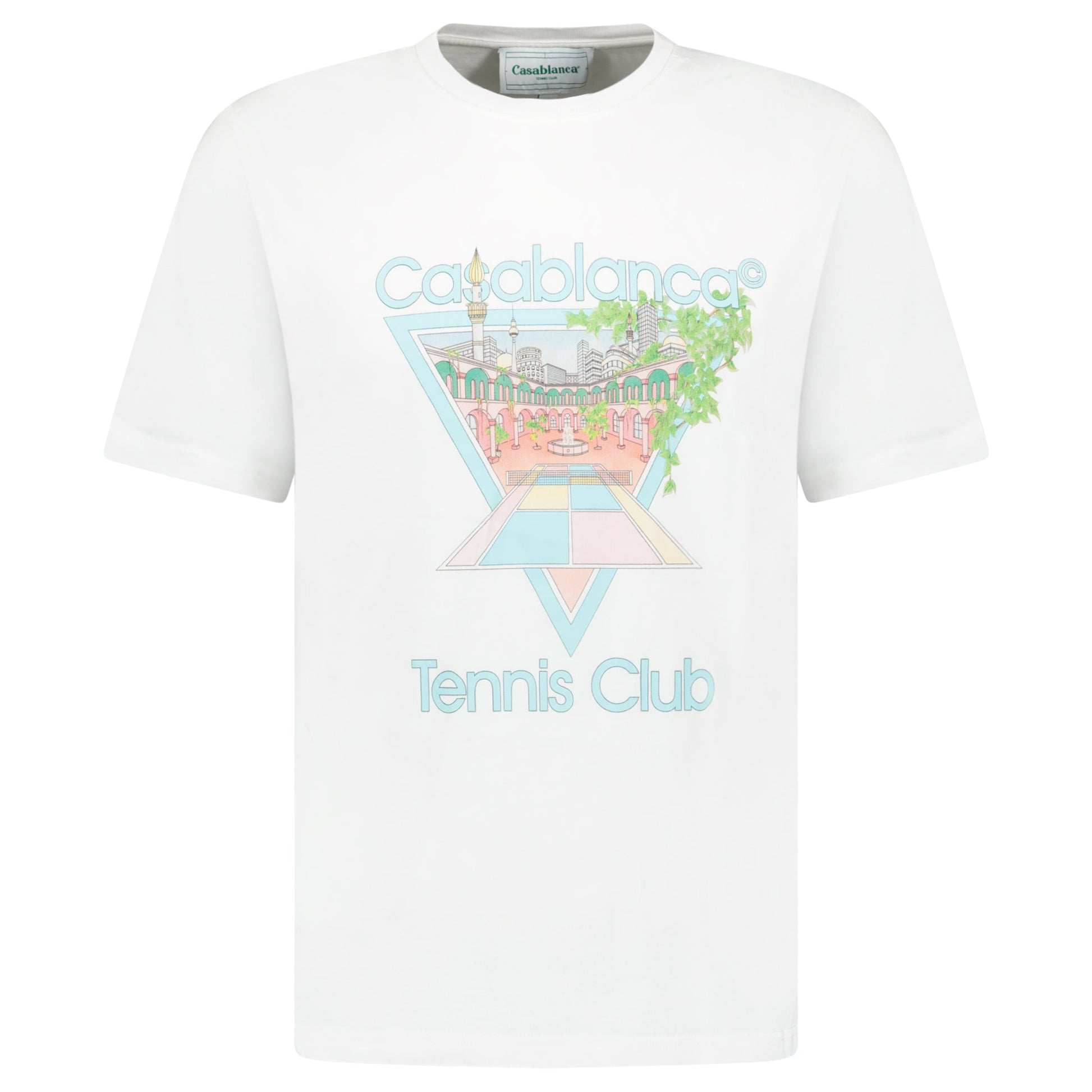 CASABLANCA WHITE LOGO T SHIRT - LARGE - Affluent ArchivesUsed HIGH END DESIGNER CLOTHING