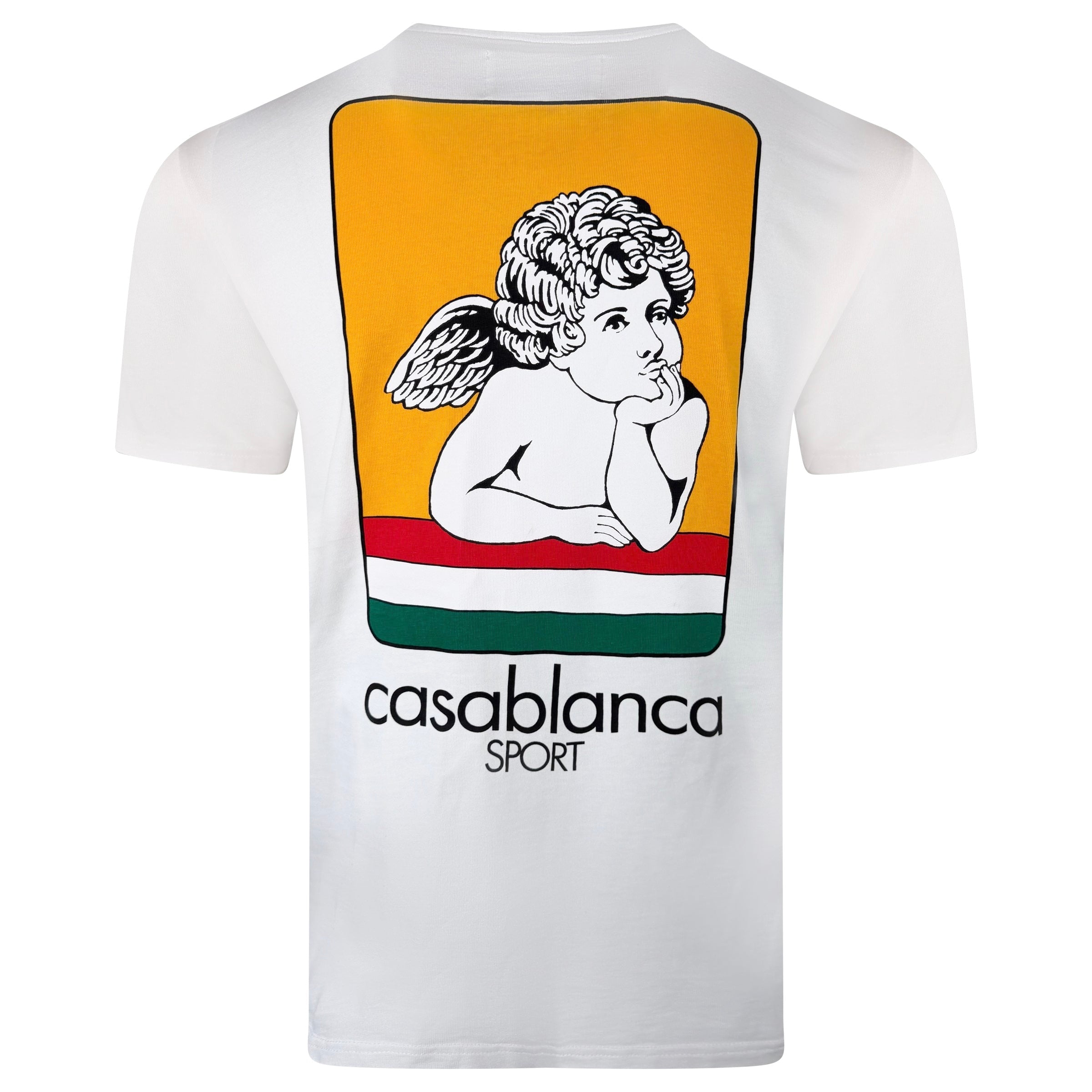 CASABLANCA WHITE LOGO T SHIRT - MEDIUM - Affluent ArchivesUsed HIGH END DESIGNER CLOTHING