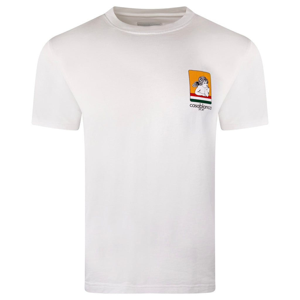CASABLANCA WHITE LOGO T SHIRT - MEDIUM - Affluent ArchivesUsed HIGH END DESIGNER CLOTHING