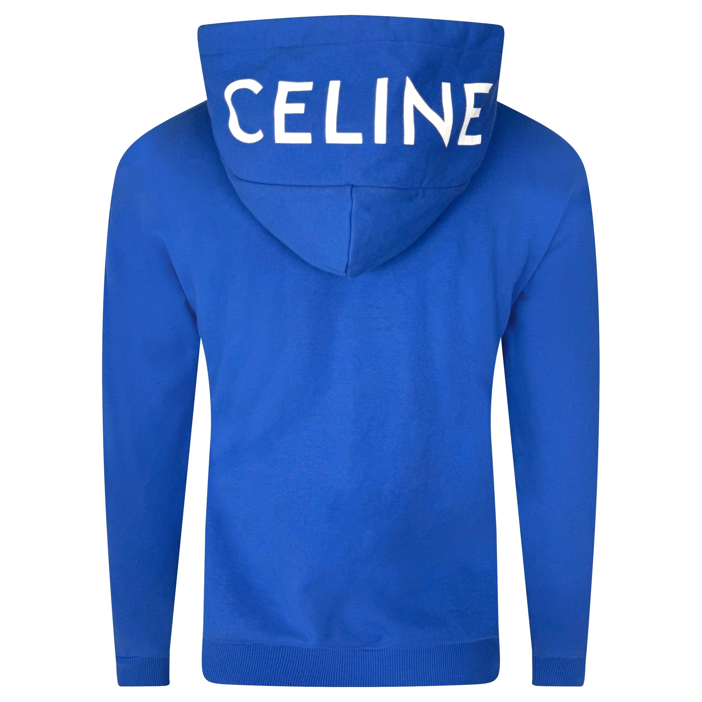 CELINE BLUE LOGO HOODIE - MEDIUM | PRE OWNED - Affluent ArchivesUsed HIGH END DESIGNER CLOTHING