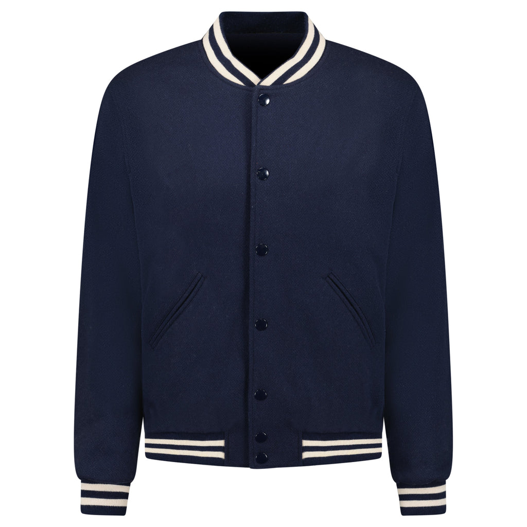 CELINE VARSITY BOMBER NAVY - 50 (L) (TAGS ATTACHED) - Affluent ArchivesUsed HIGH END DESIGNER CLOTHING