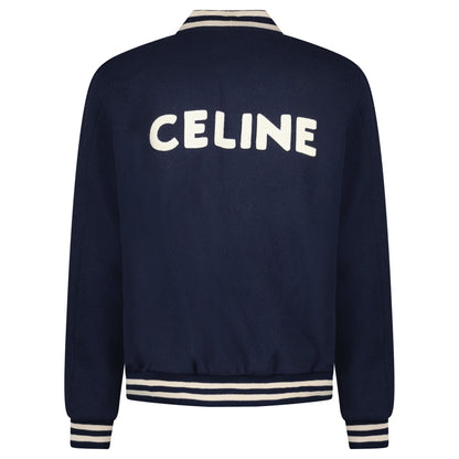 CELINE VARSITY BOMBER NAVY - 50 (L) (TAGS ATTACHED) - Affluent ArchivesUsed HIGH END DESIGNER CLOTHING