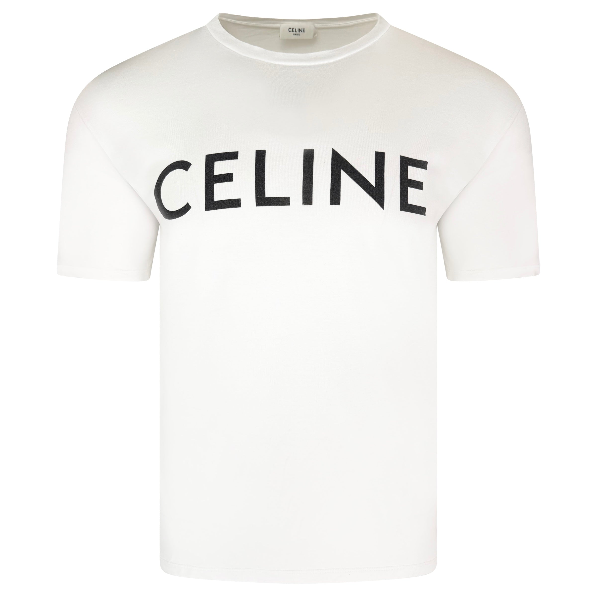 CELINE WHITE LOGO T SHIRT - XS (Fits Size Small) - Affluent ArchivesUsed HIGH END DESIGNER CLOTHING