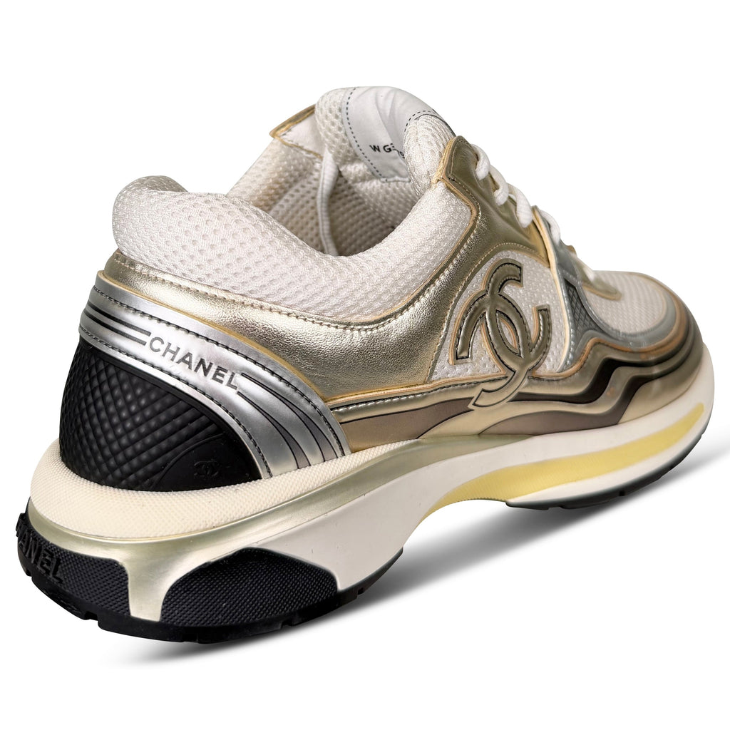 CHANEL BEIGE / GOLD RUNNER SNEAKER - UK 9 (43) | PRE OWNED - Affluent ArchivesUsed HIGH END DESIGNER CLOTHING